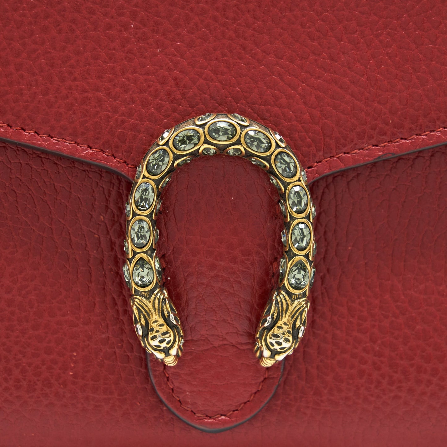 Gucci Dionysus leather mini chain Red Purse Gold and silver hardware