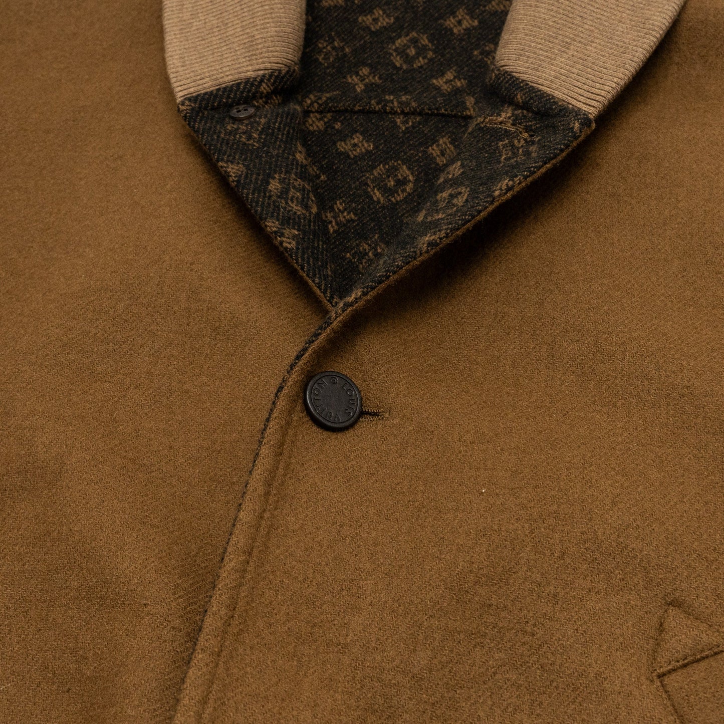 LOUIS VUITTON Size 46 Men's Bomber Jacket Wool/Cashmere Brown