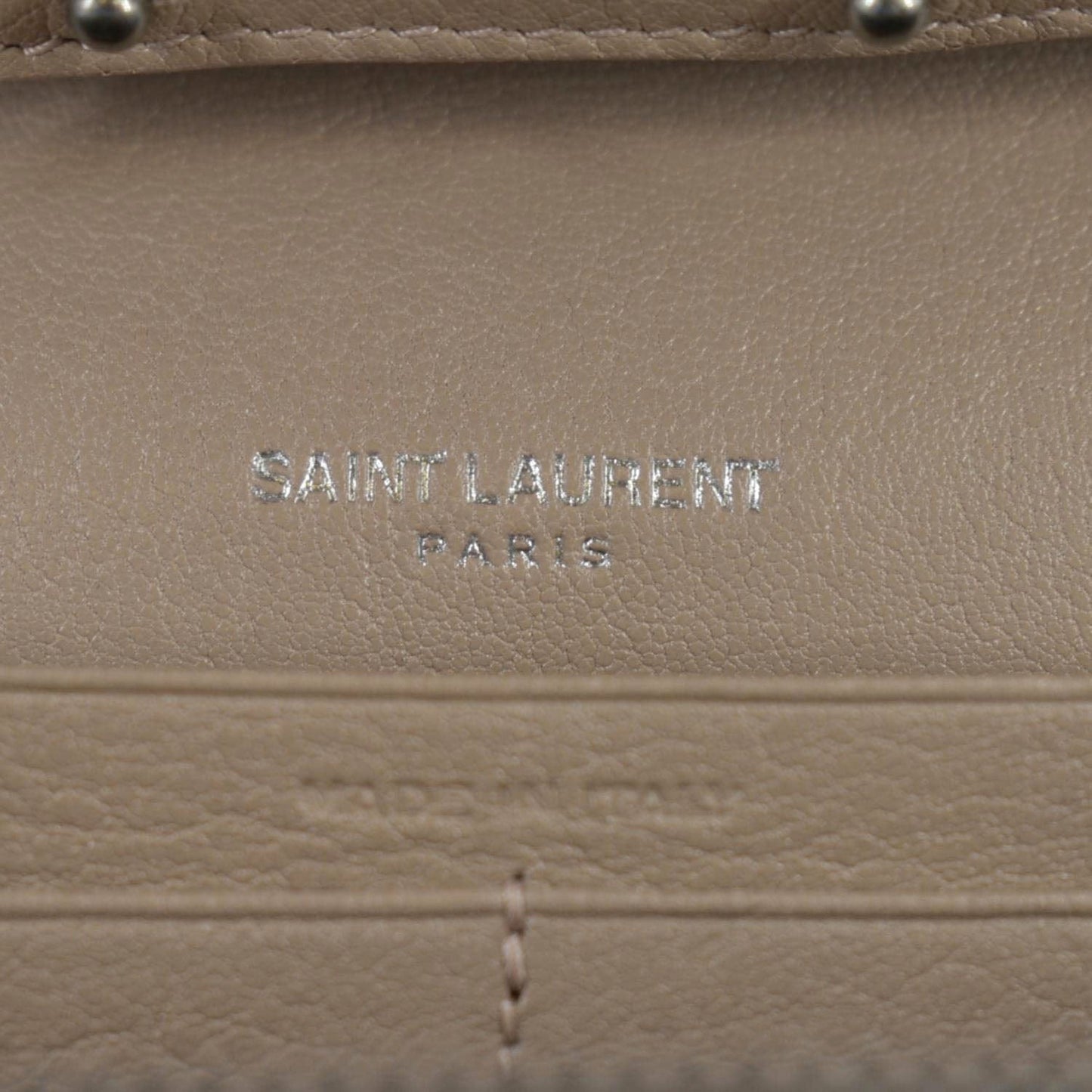 YVES SAINT LAURENT WOC Mixed Matelasse Leather Wallet Dark Beige