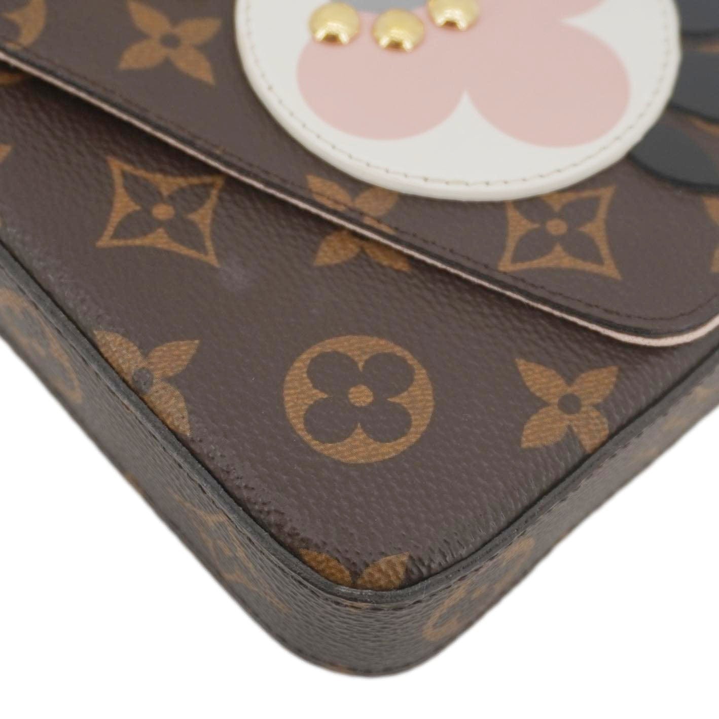 LOUIS VUITTON Pochette Felicie Owl Monogram Chain Crossbody Bag Rose Ballerine