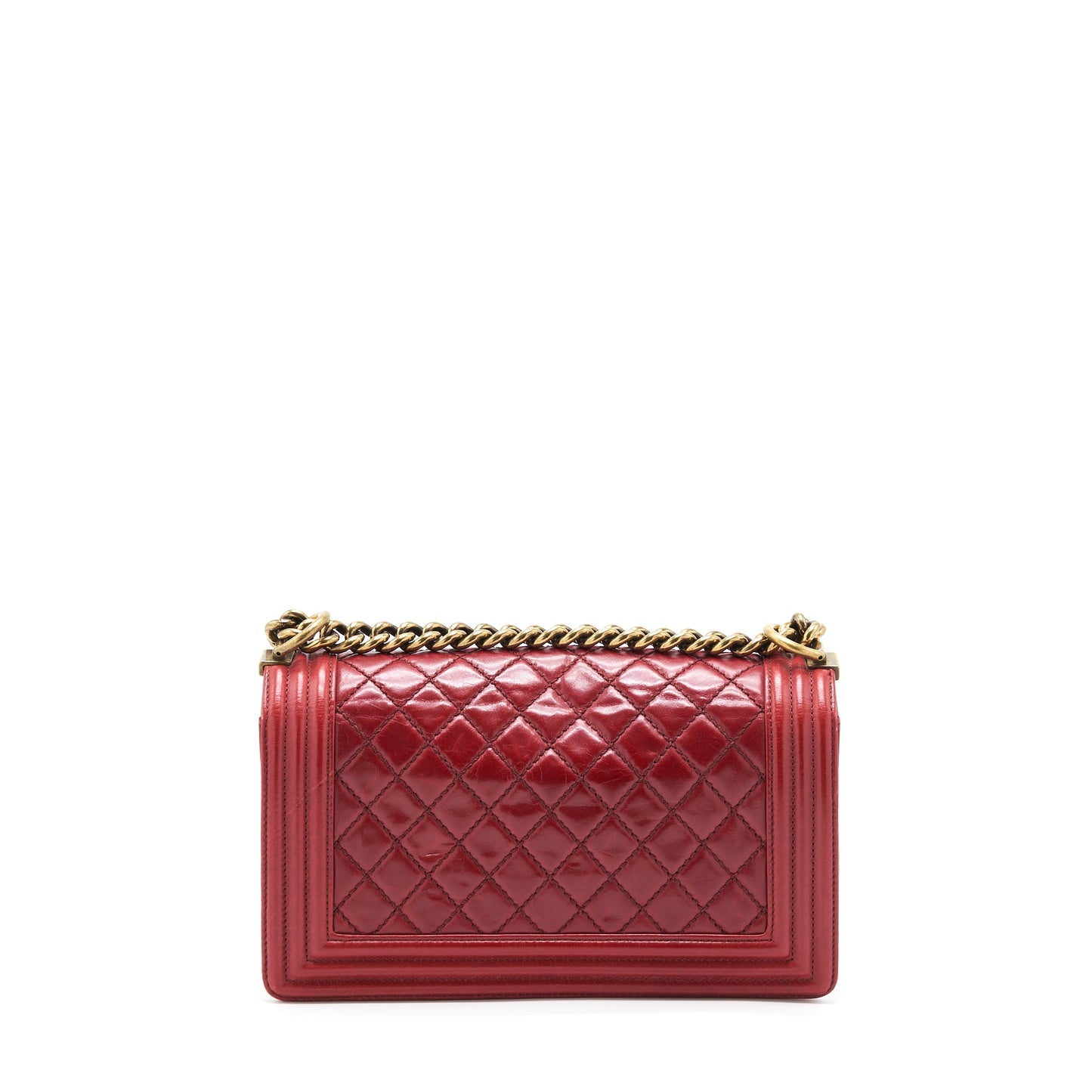 Chanel Medium Boy Bag Aged Calfskin Red With Ruthenium GHW
