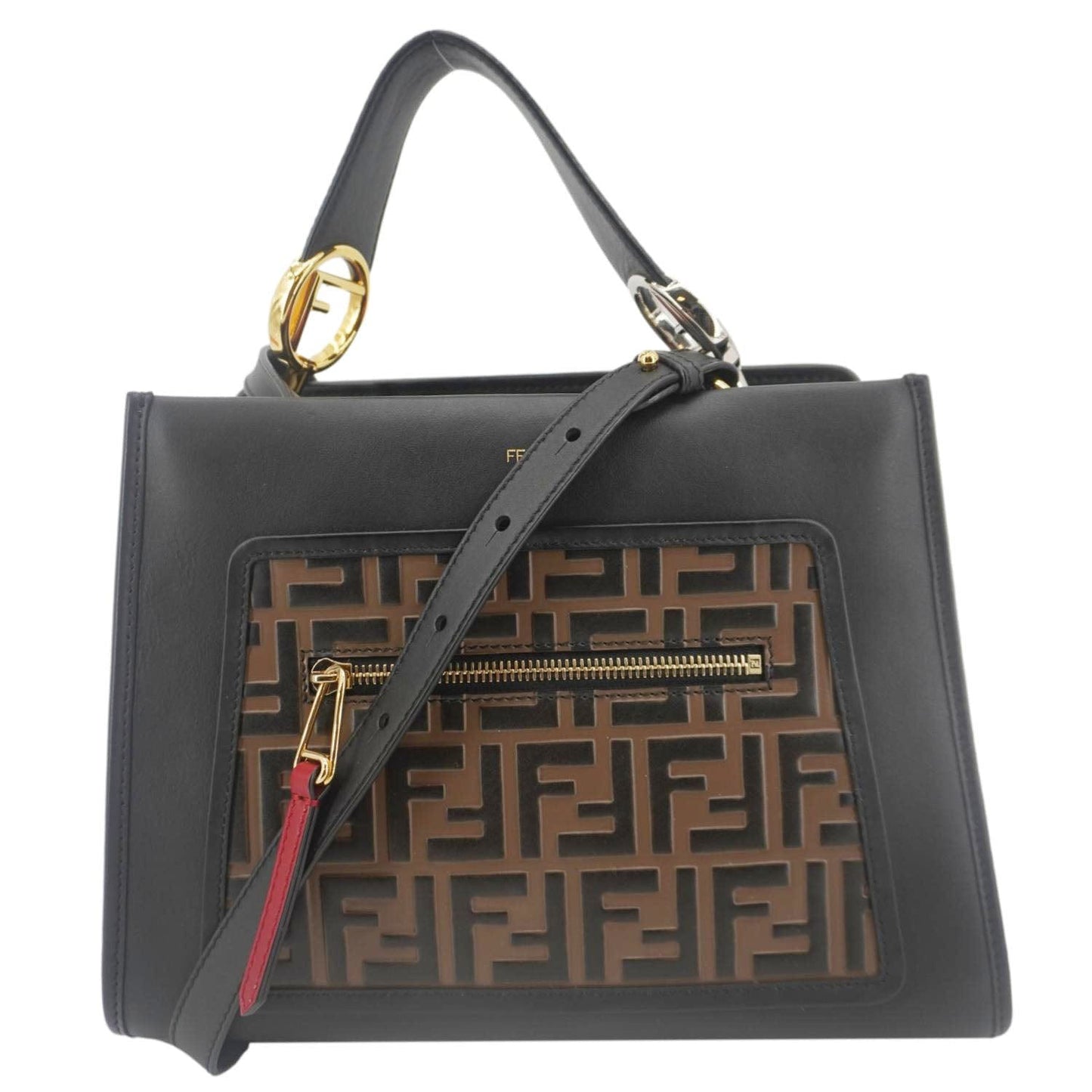 FENDI Runaway Logo Nappa Leather Shoulder Bag Tricolor
