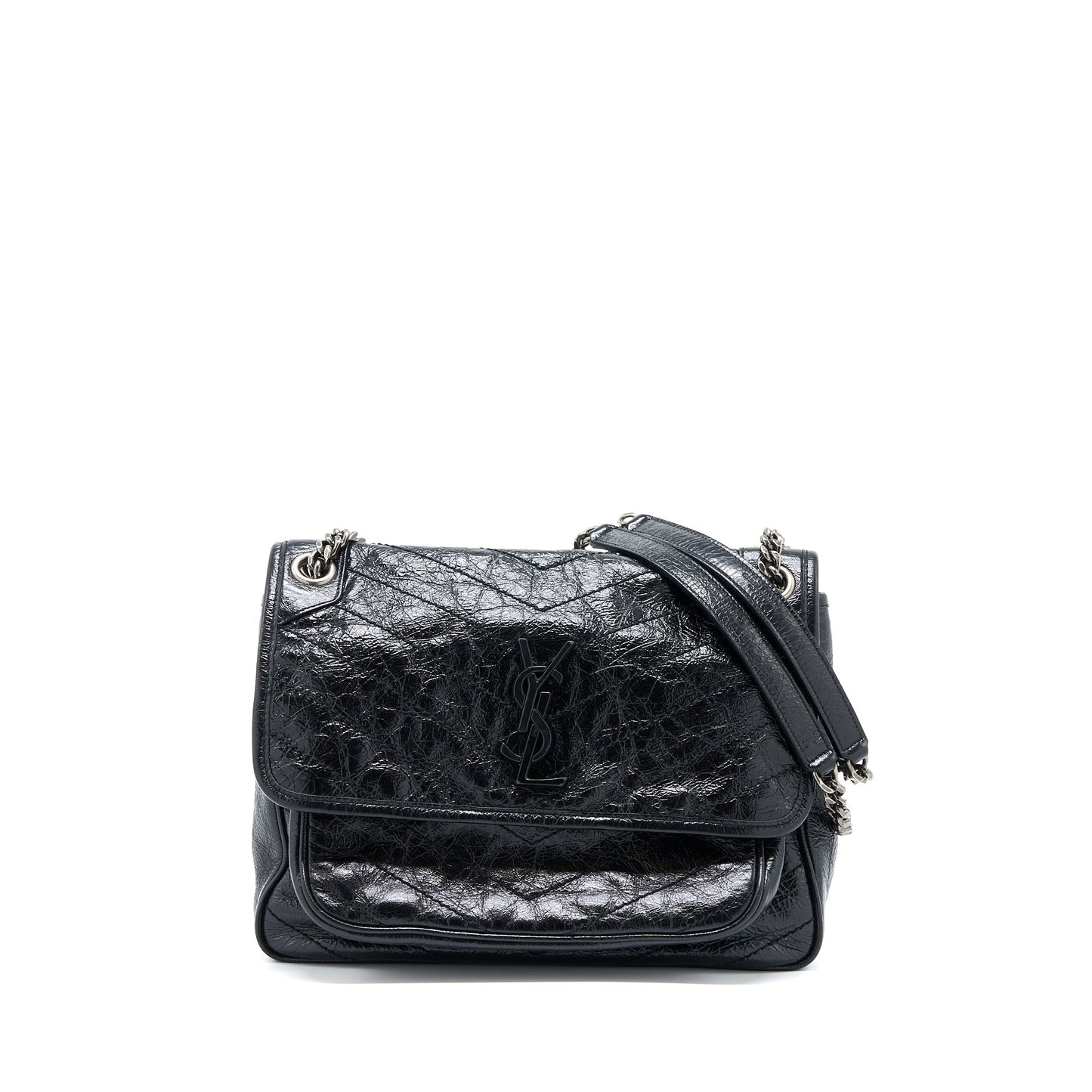 Saint Laurent Niki Aged Calfskin Black With Black And Ruthenium Hardware