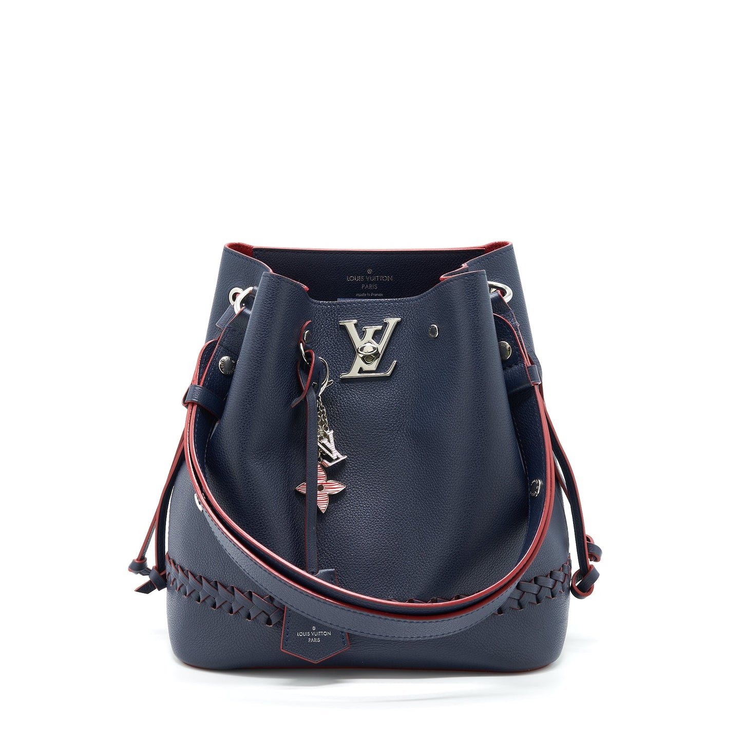 Louis Vuitton Lockme Bucket Purse Navy/Red With An Extra Purse Charm