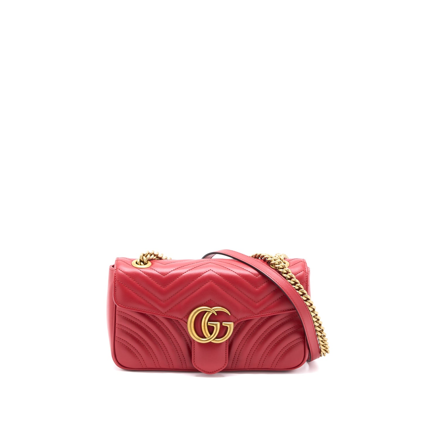 Gucci Small Marmont Purse Calfskin Red Brushed