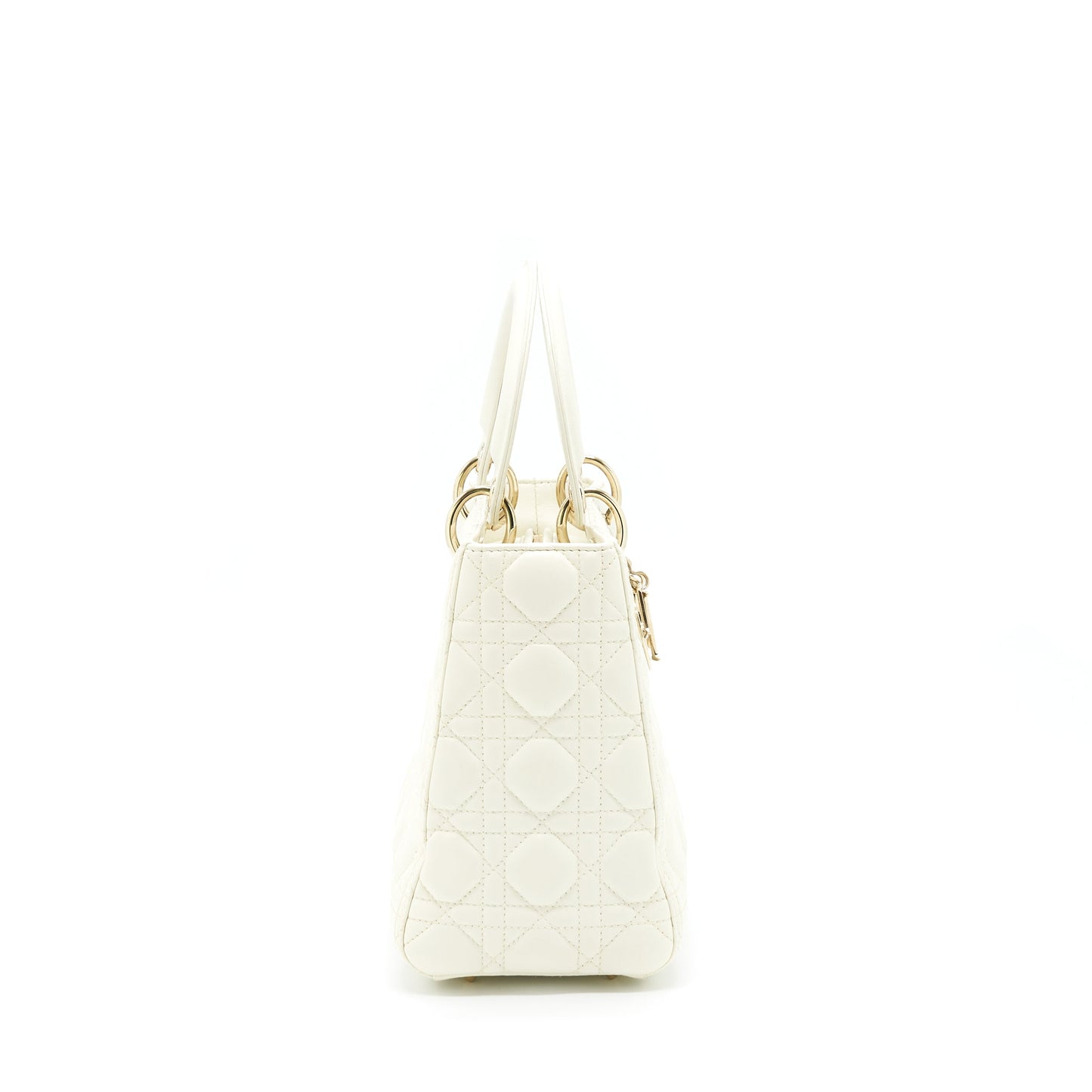 Dior Medium Lady Dior Purse Lambskin White