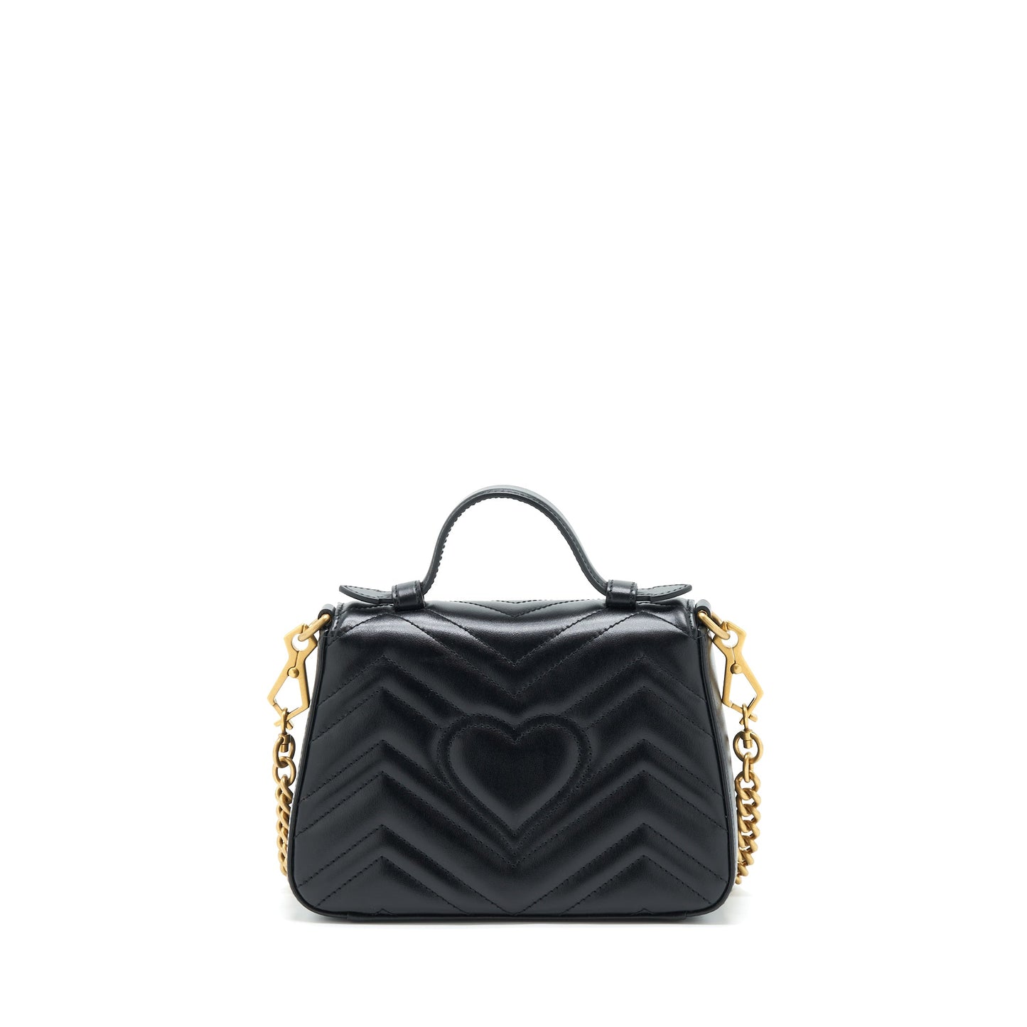 Gucci Marmont Mini Top Handle Purse Calfskin Black