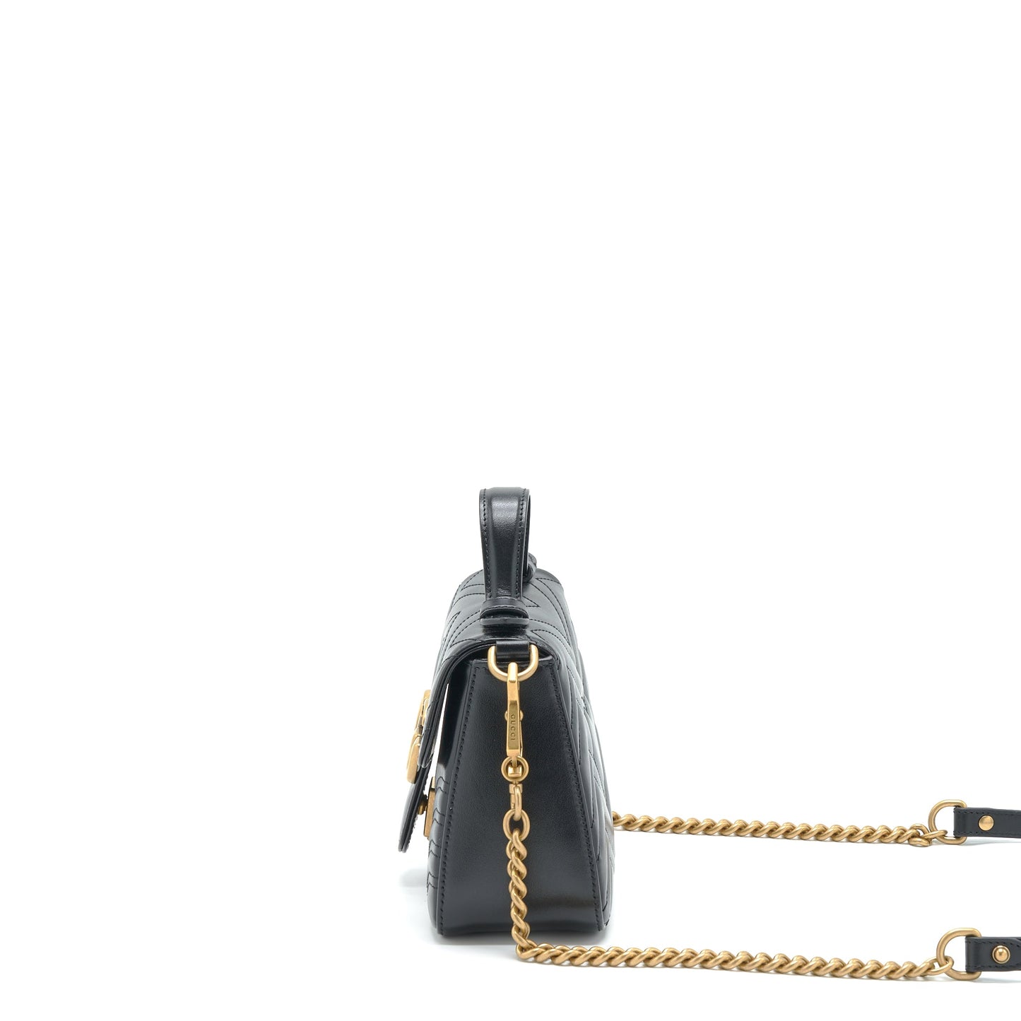 Gucci Marmont Mini Top Handle Purse Calfskin Black