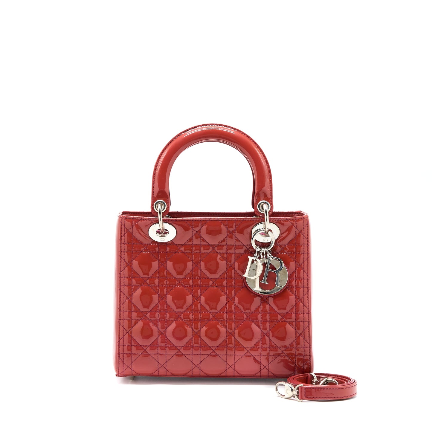 Dior Medium Lady Dior Patent Orange