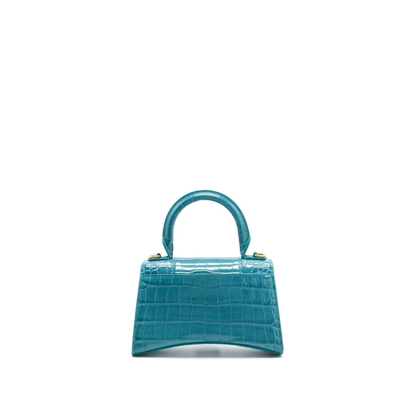 Balenciaga Hourglass Croc-Effect Leather Blue