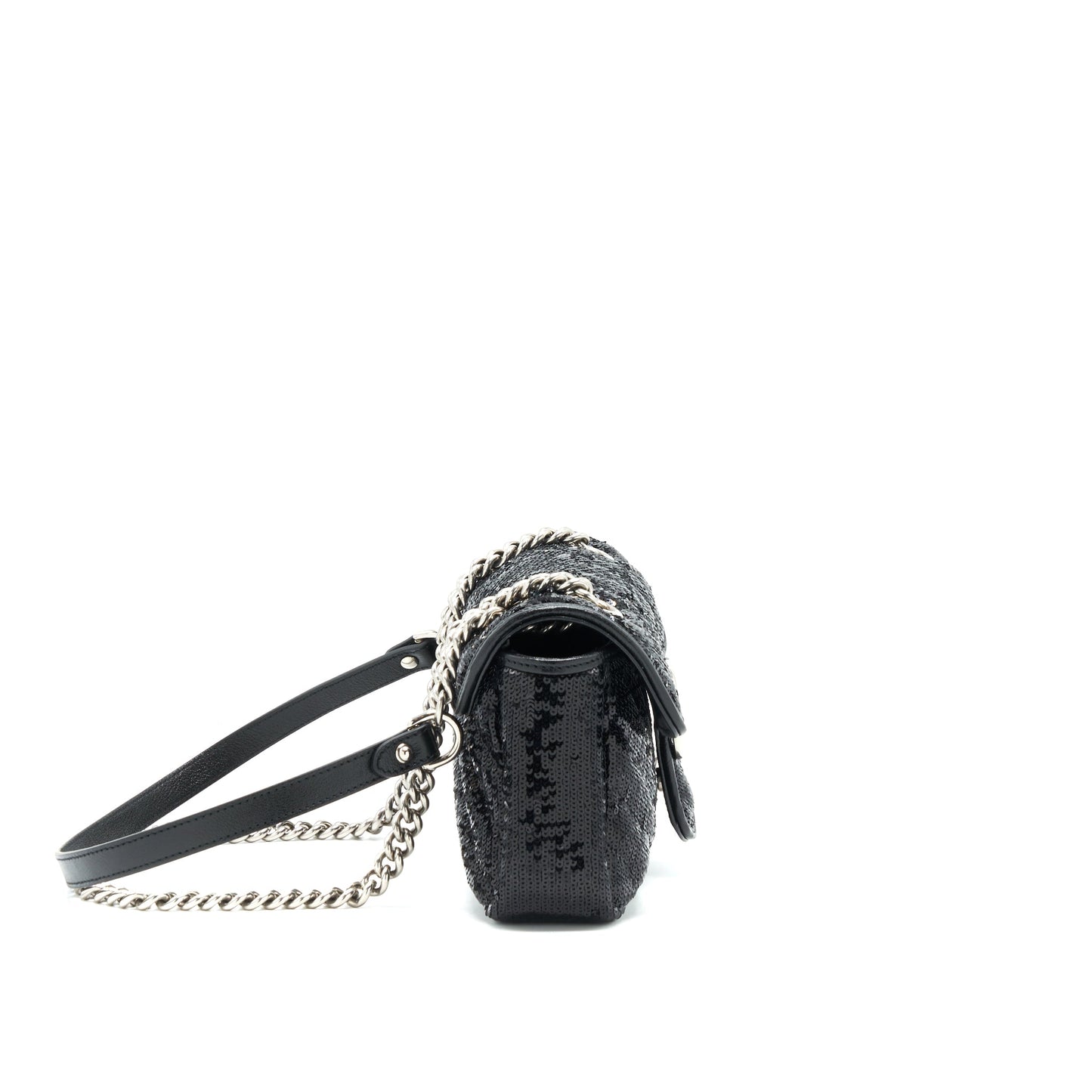 Gucci Marmont Mini Sequin Mini Purse Black