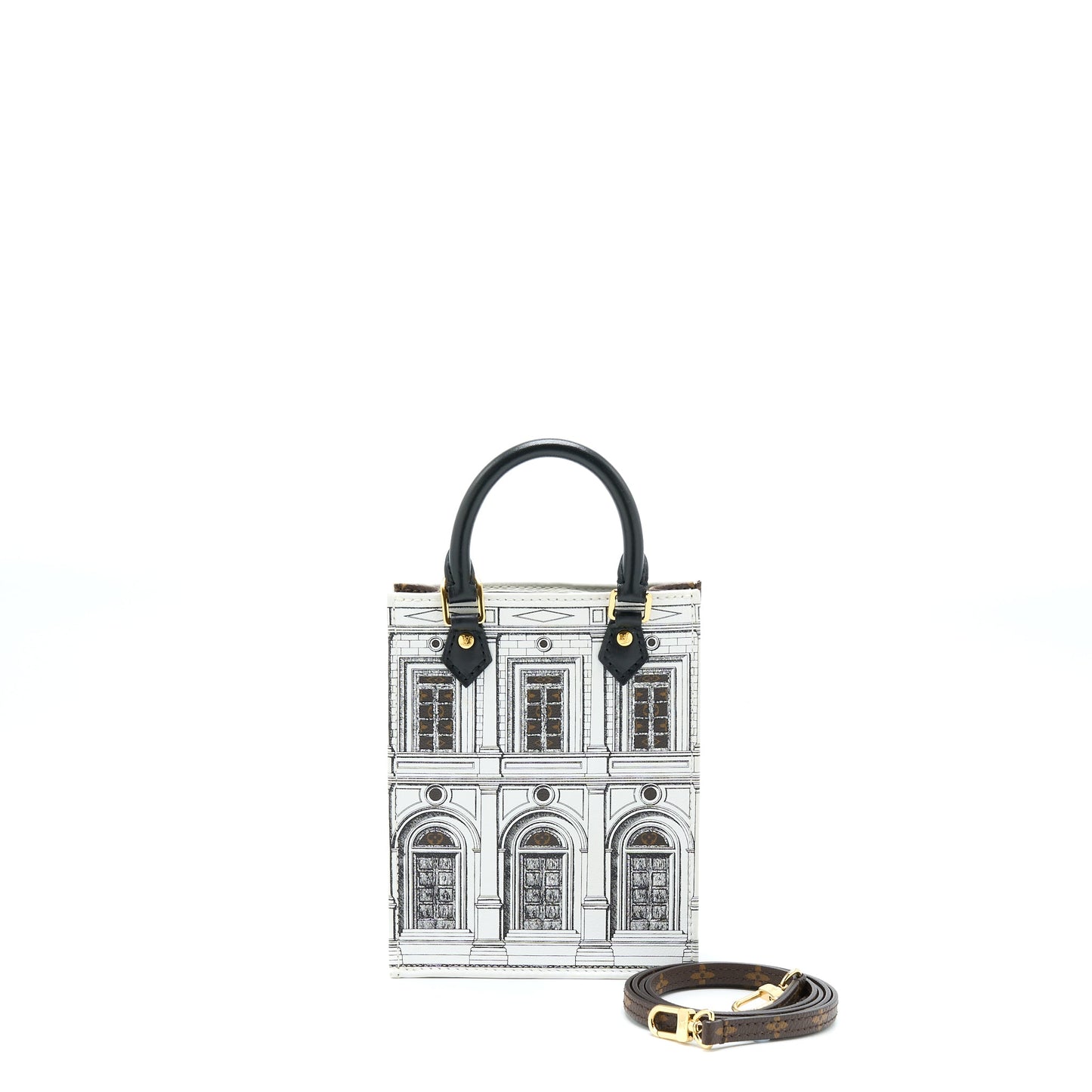 Louis Vuitton Petit Sac Plat Purse White/Black Fornasetti Monogram Canvas