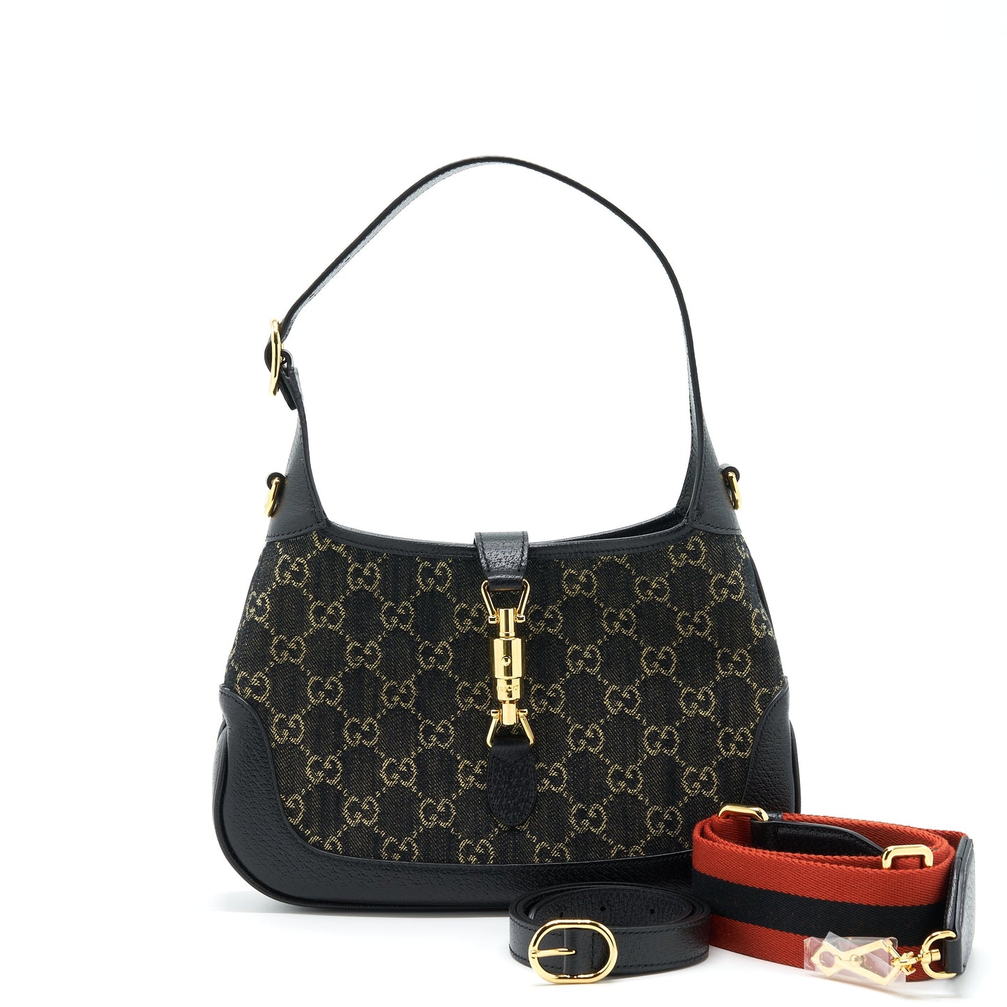 Gucci Jackie 1961 Small Mini Purse Denim/Leather Black