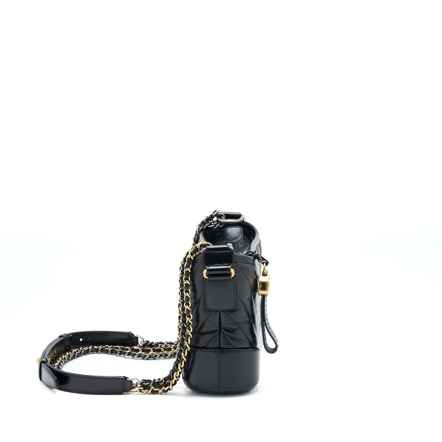 Chanel Chevron Small Gabrielle Hobo Bag Black Multicolour Hardware
