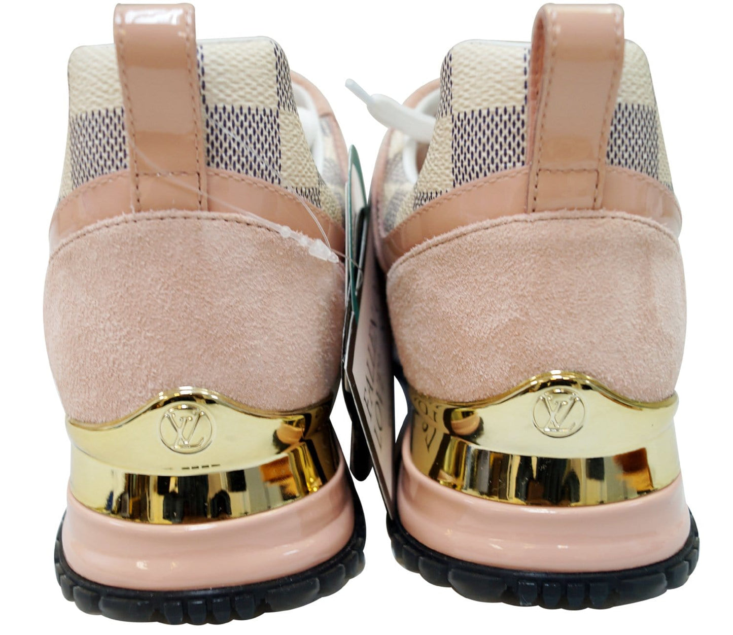 LOUIS VUITTON Damier Azur Suede Run Away Sneakers 38 Pink