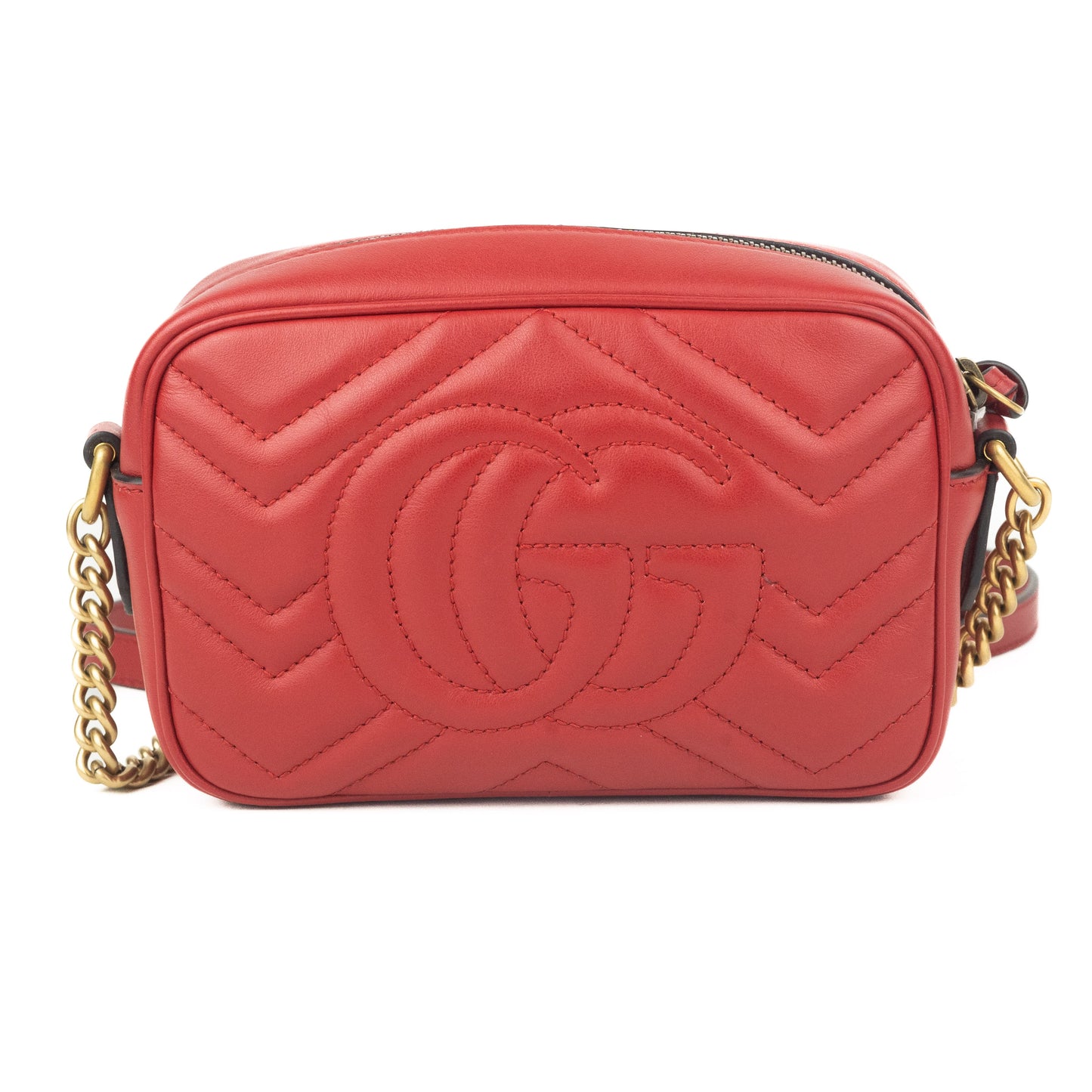 Gucci GG Marmont Matelassé Mini Bag in Red Leather