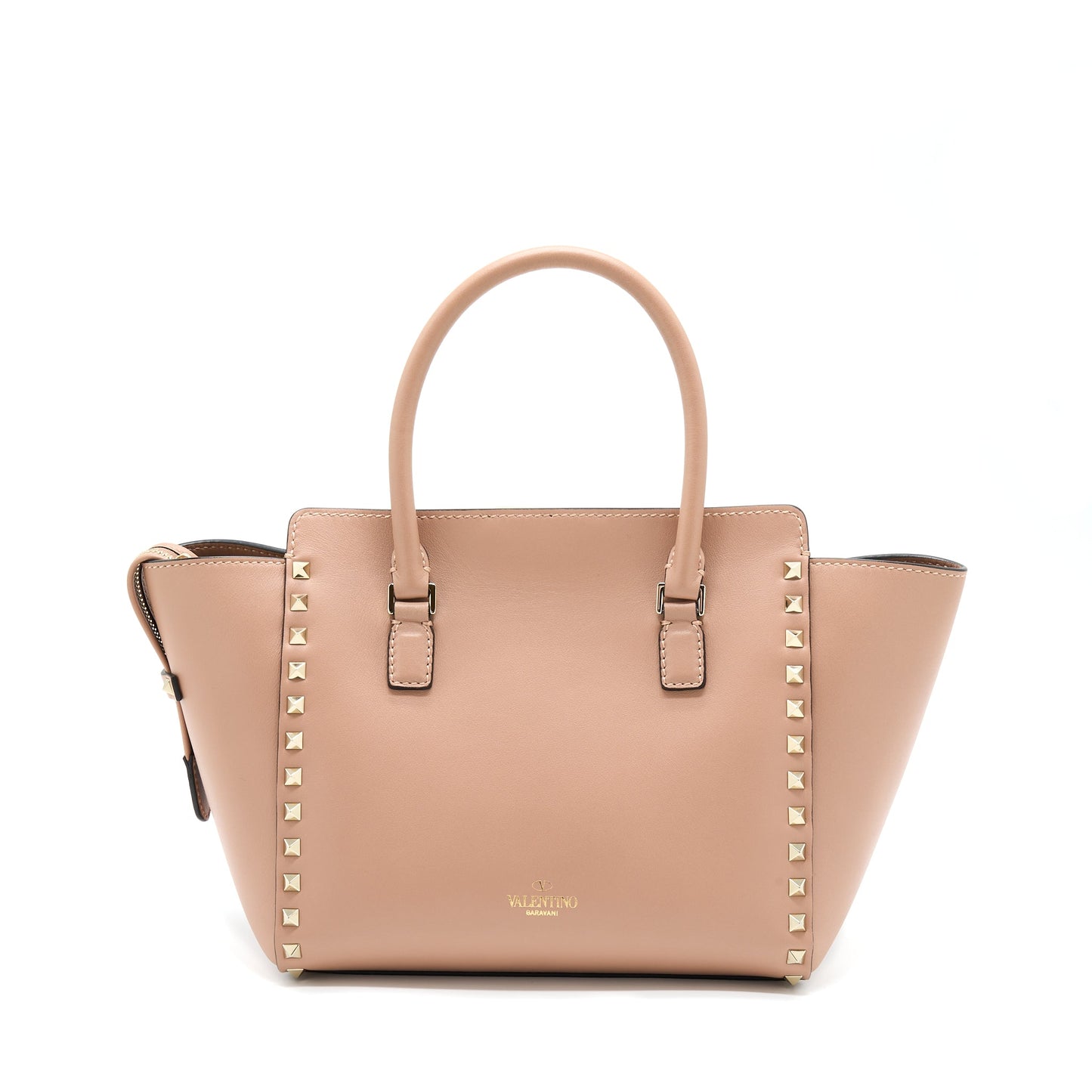 Valentino Rockstud Double Handle Top Purse Pink