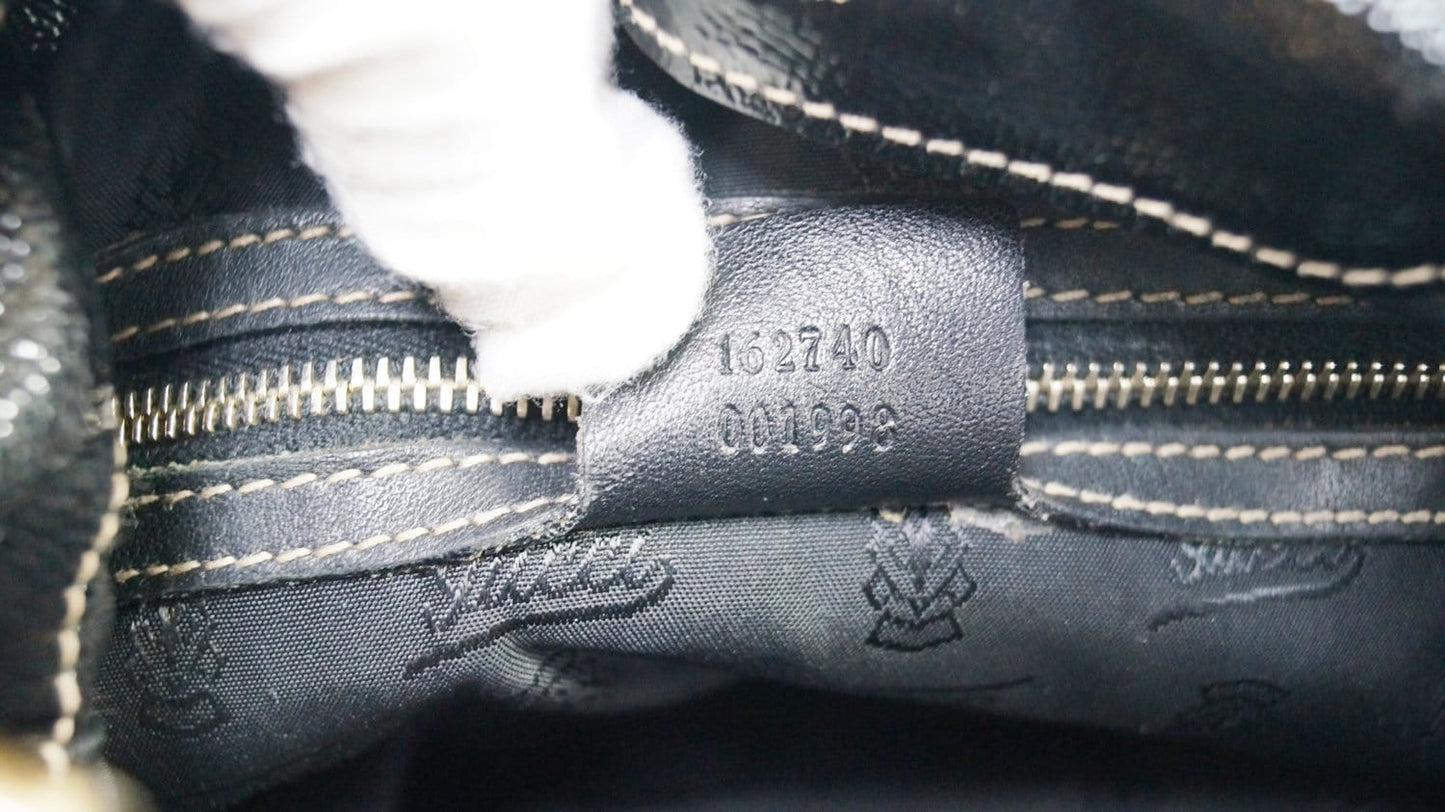 GUCCI Patent Leather Black Medium Britt Hobo Bag