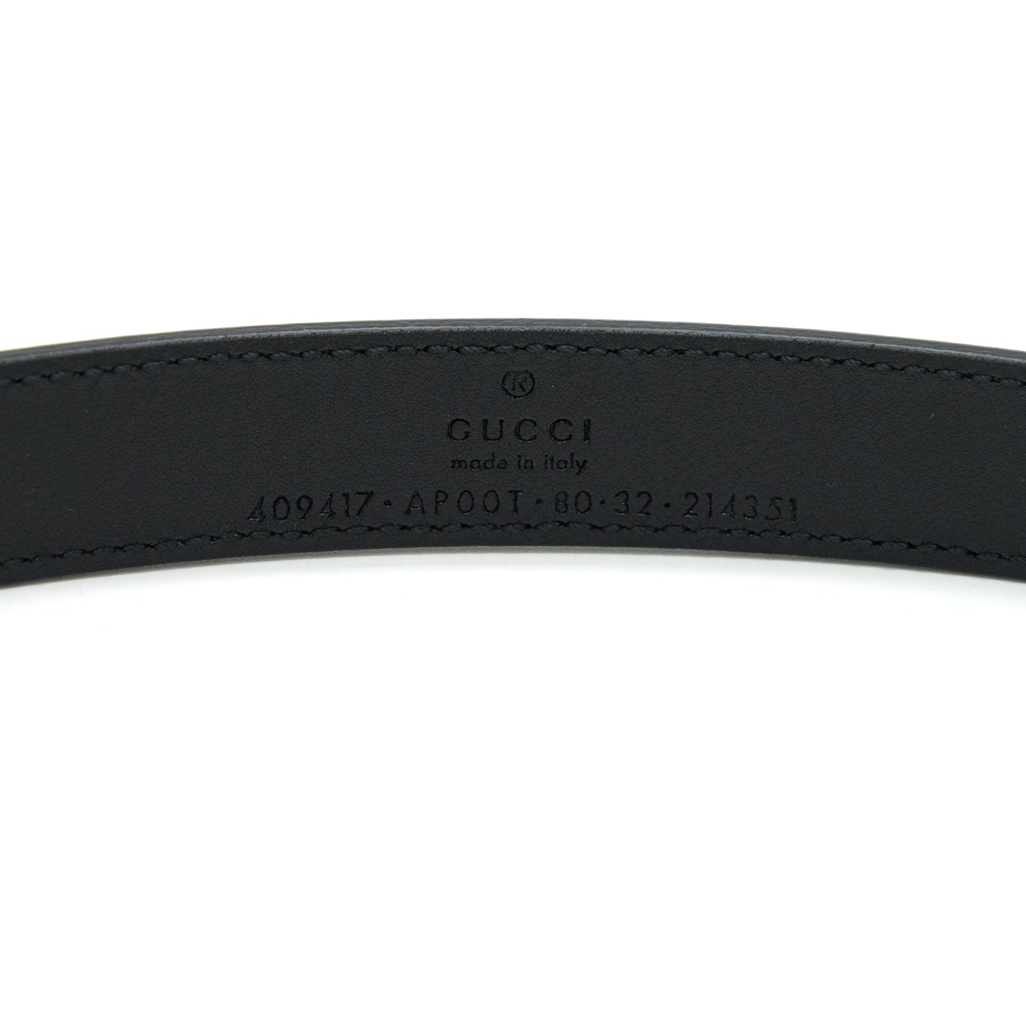 Gucci Size80 Buckle 2cm Leather Belt Black