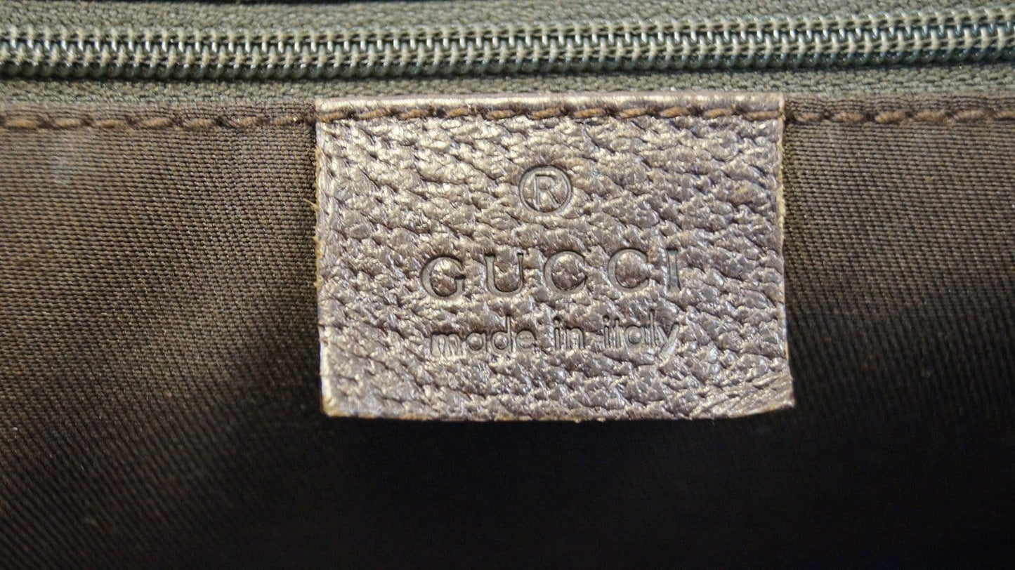 GUCCI Beige Ebony Signature GG Canvas Tote Bag