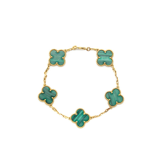 Van Cleef Arpels Vintage Alhambra Bracelet 5 Motifs Green