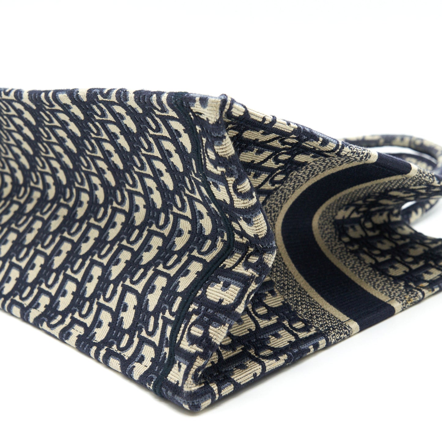 Dior Small Booktote Bag Blue Oblique Embroidery