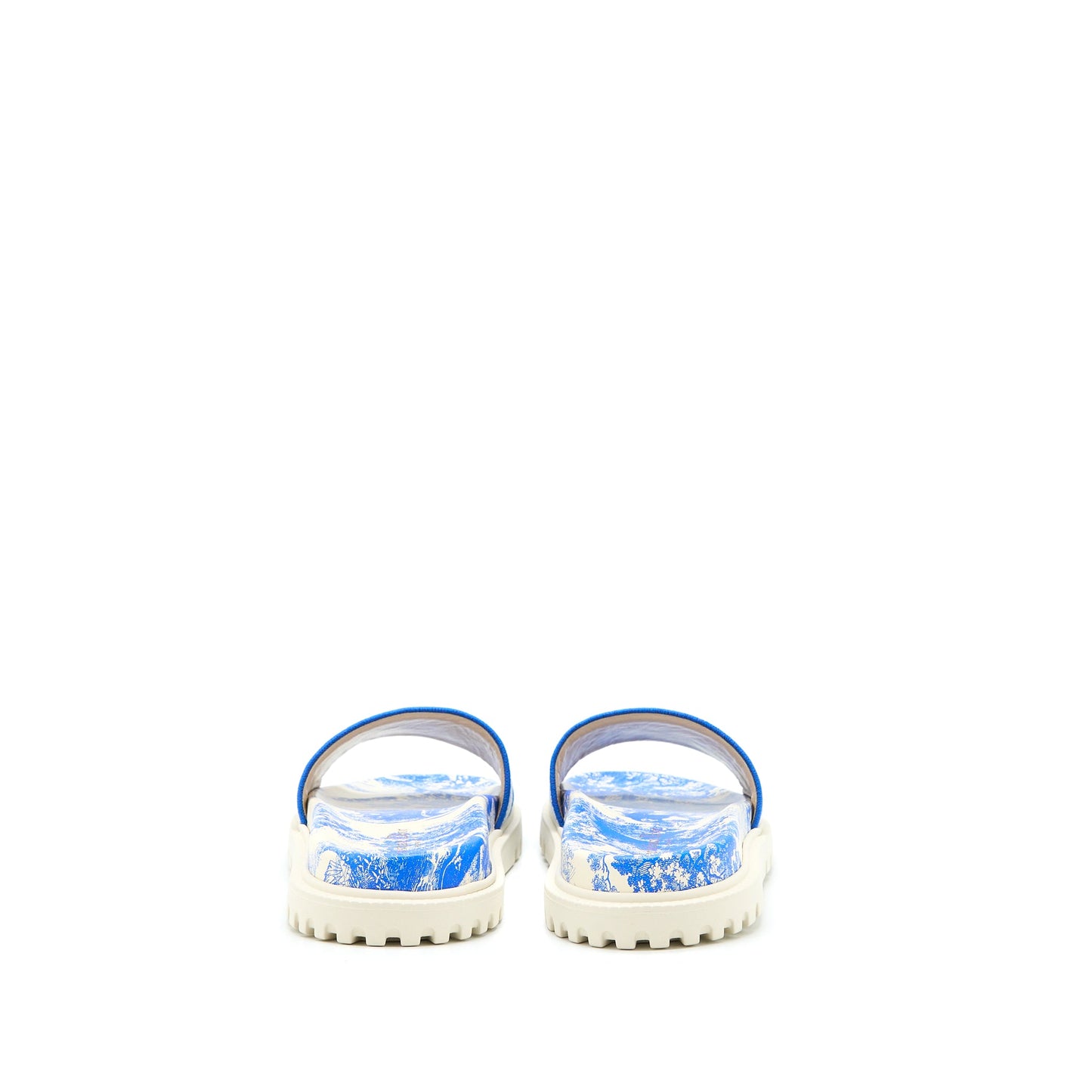 Dior Size 38 Sandal Blue Embroidered Cotton Blue/white