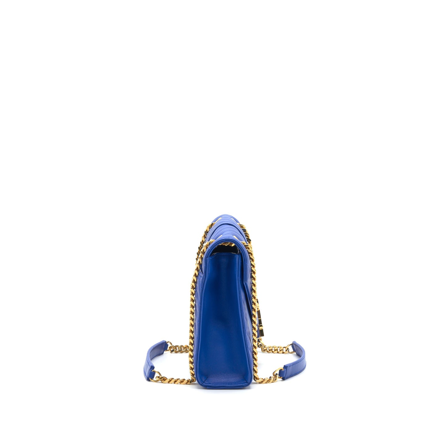 Saint Laurent / Chevron Monogram Flap Purse Blue