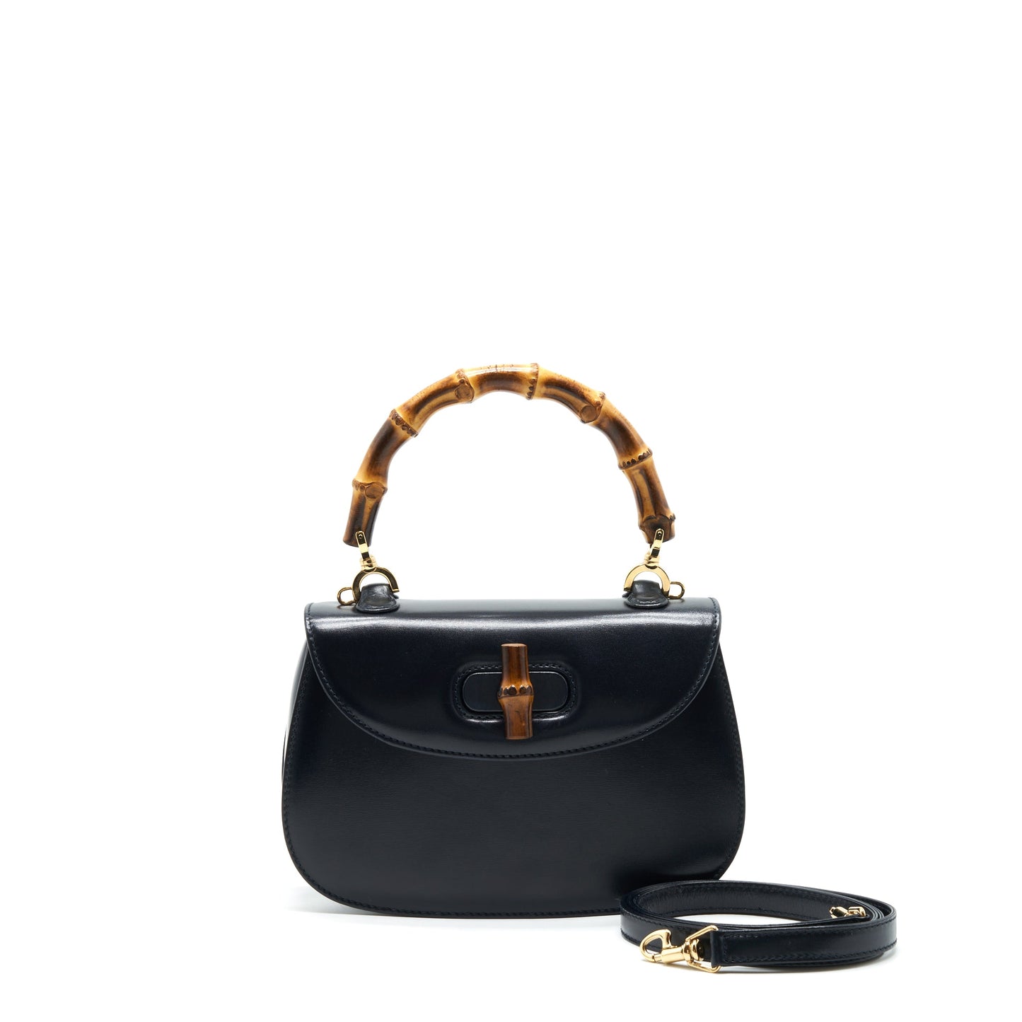 Gucci Vintage Bamboo Small Top Handle Purse Black