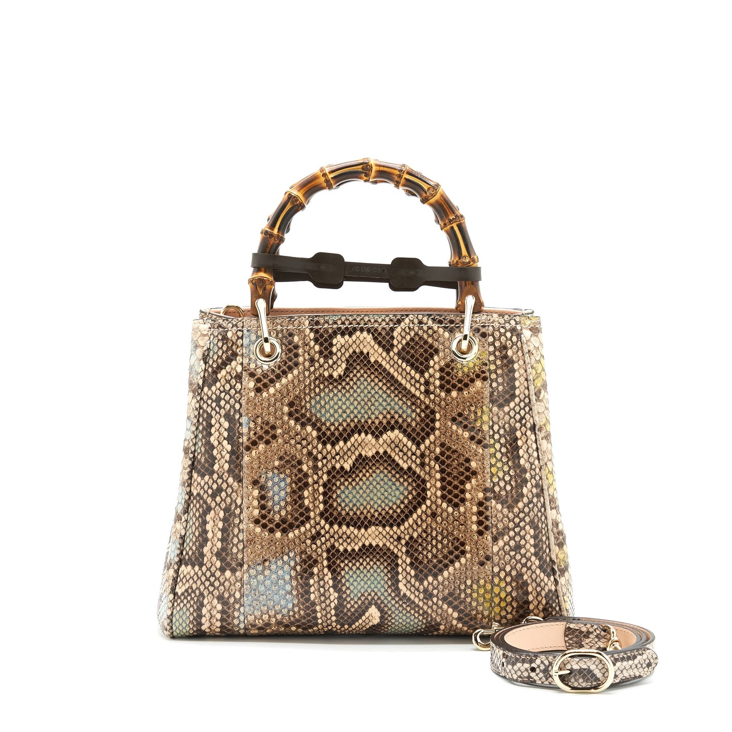 Gucci Python Leather Bamboo Handle Diana Tote Purse