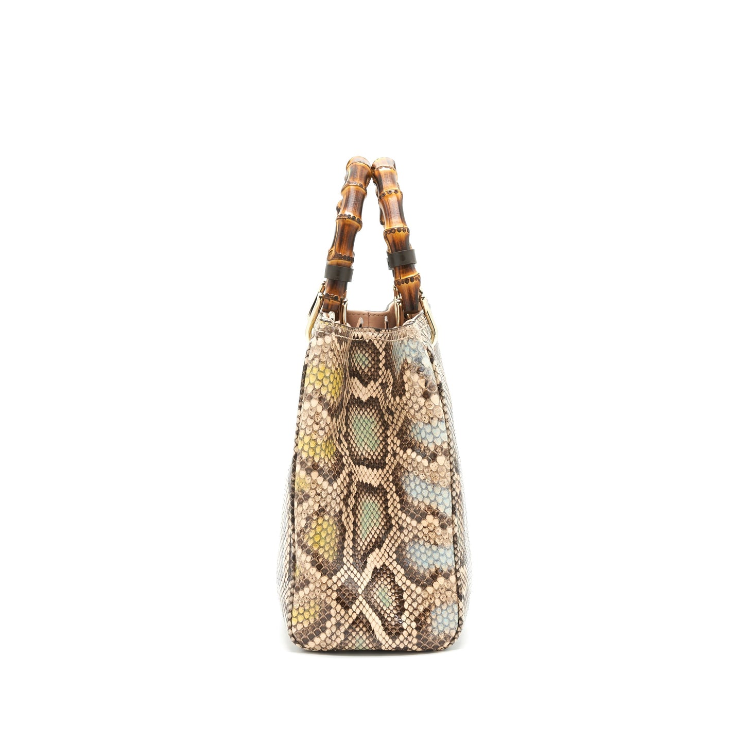 Gucci Python Leather Bamboo Handle Diana Tote Purse