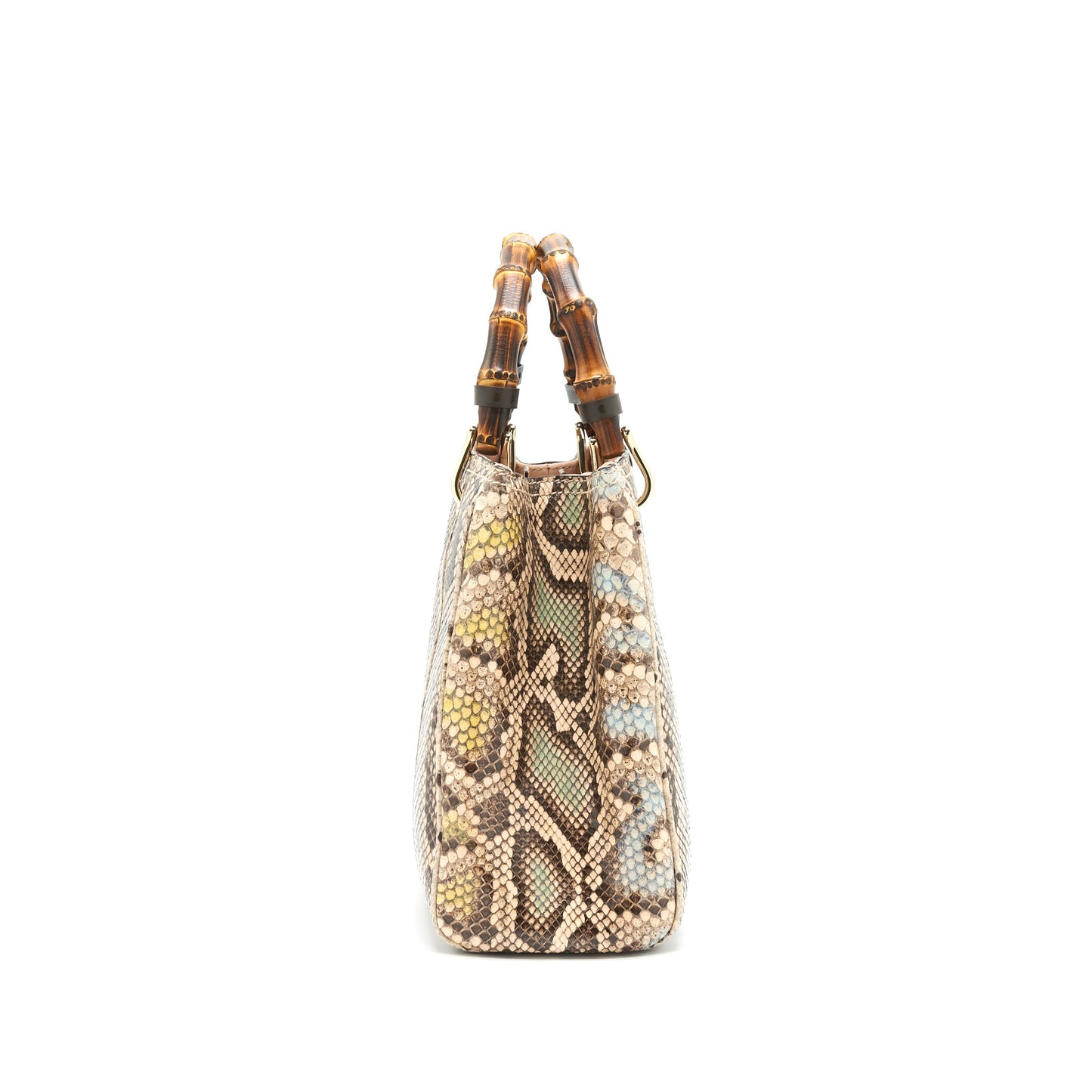 Gucci Python Leather Bamboo Handle Diana Tote Purse