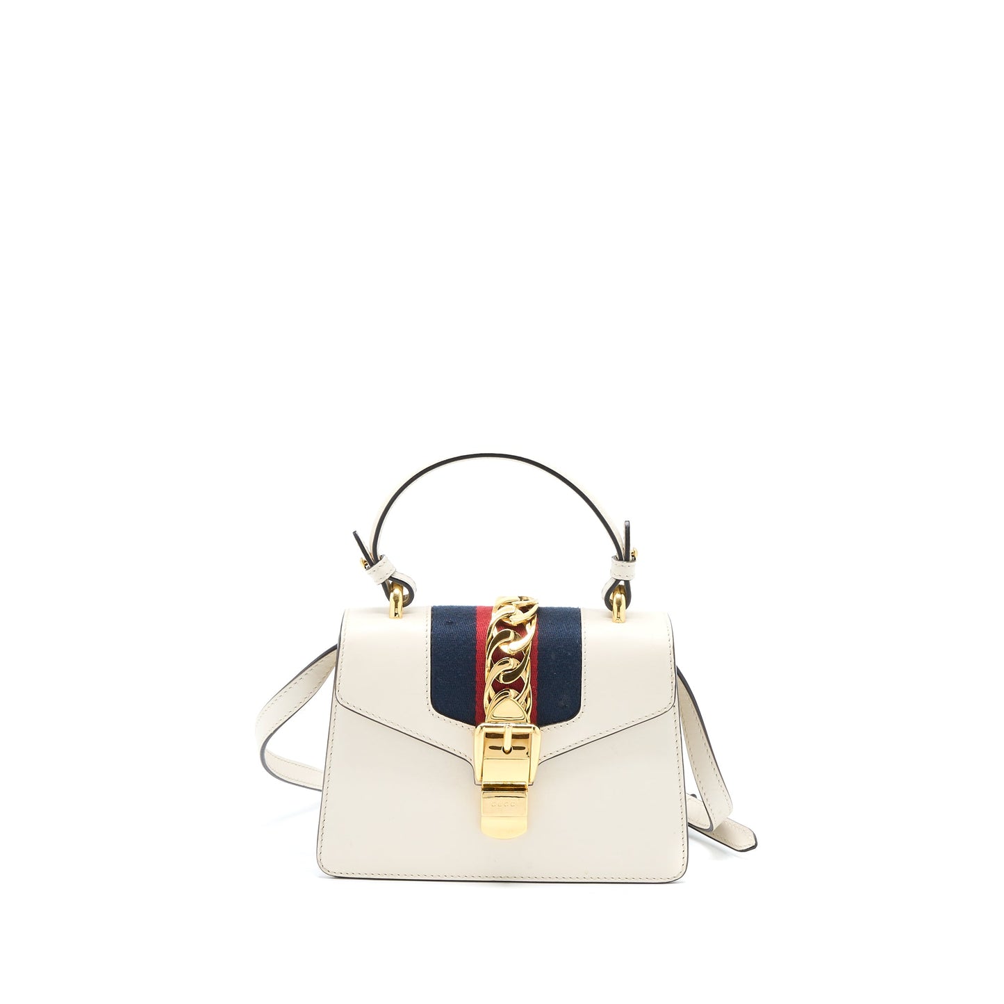 Gucci Mini Top Handle Sylvie Purse Calfskin White