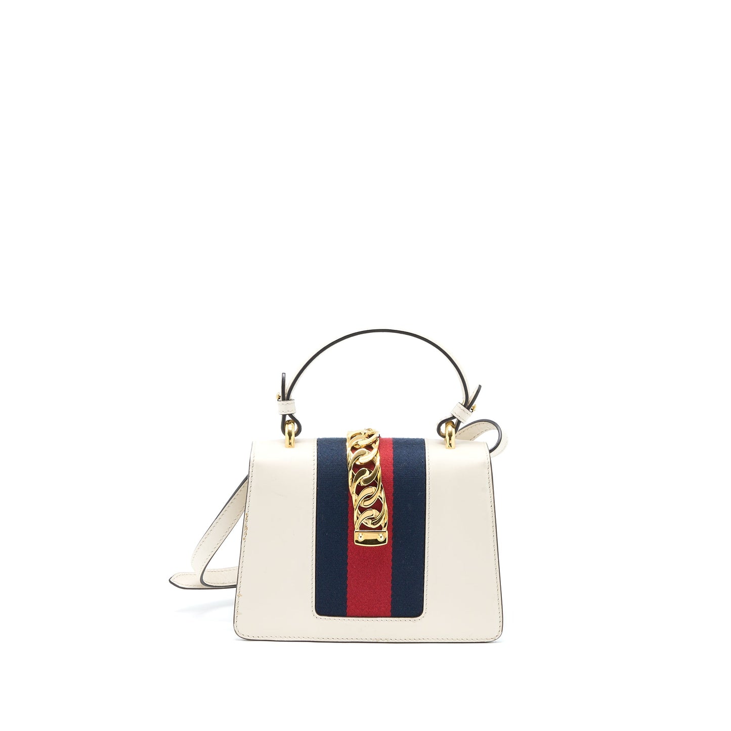 Gucci Mini Top Handle Sylvie Purse Calfskin White
