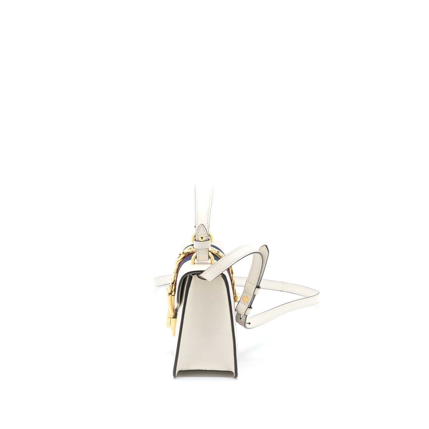 Gucci Mini Top Handle Sylvie Purse Calfskin White