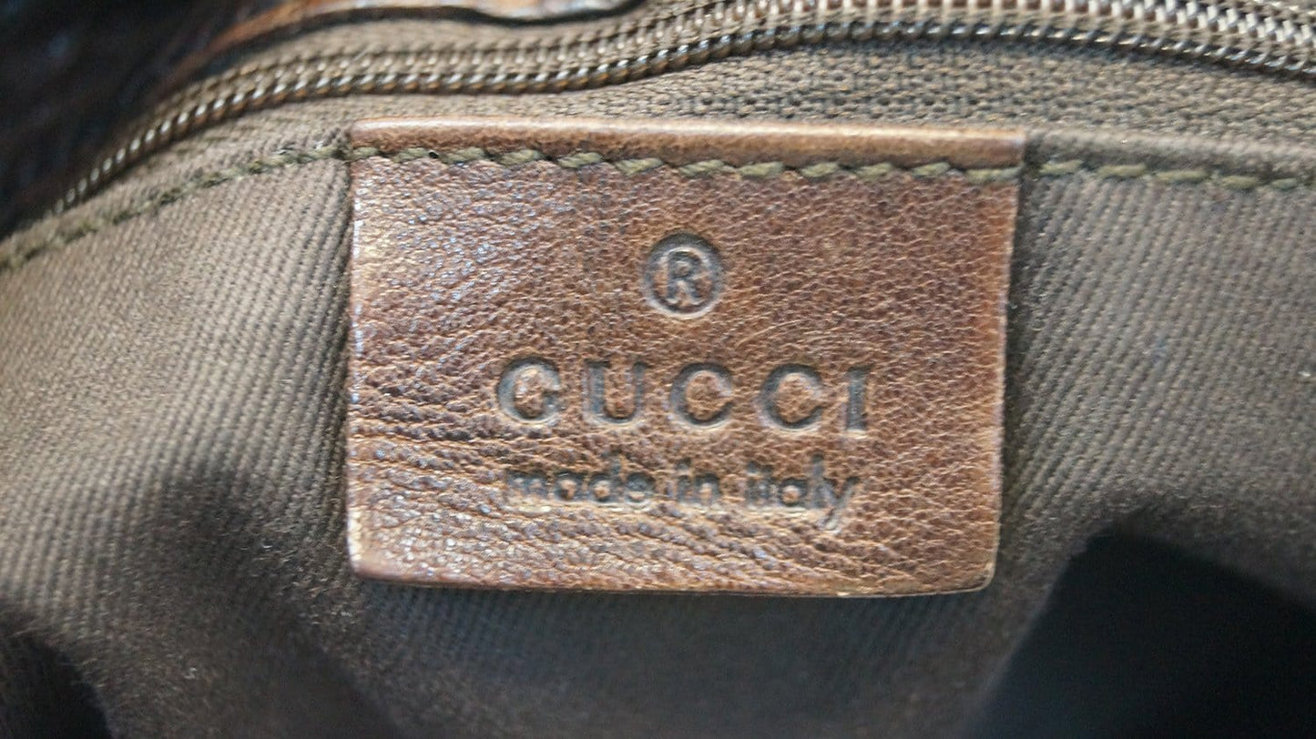 GUCCI GG Pattern Horsebit Dark Brown Shoulder Bag