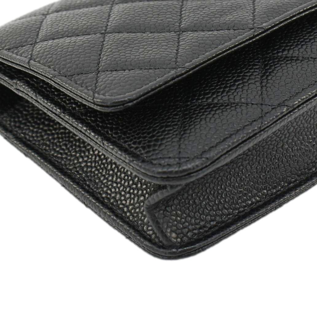 CHANEL Wallet On Chain Quilted Caviar Leather Crossbody Bag Black