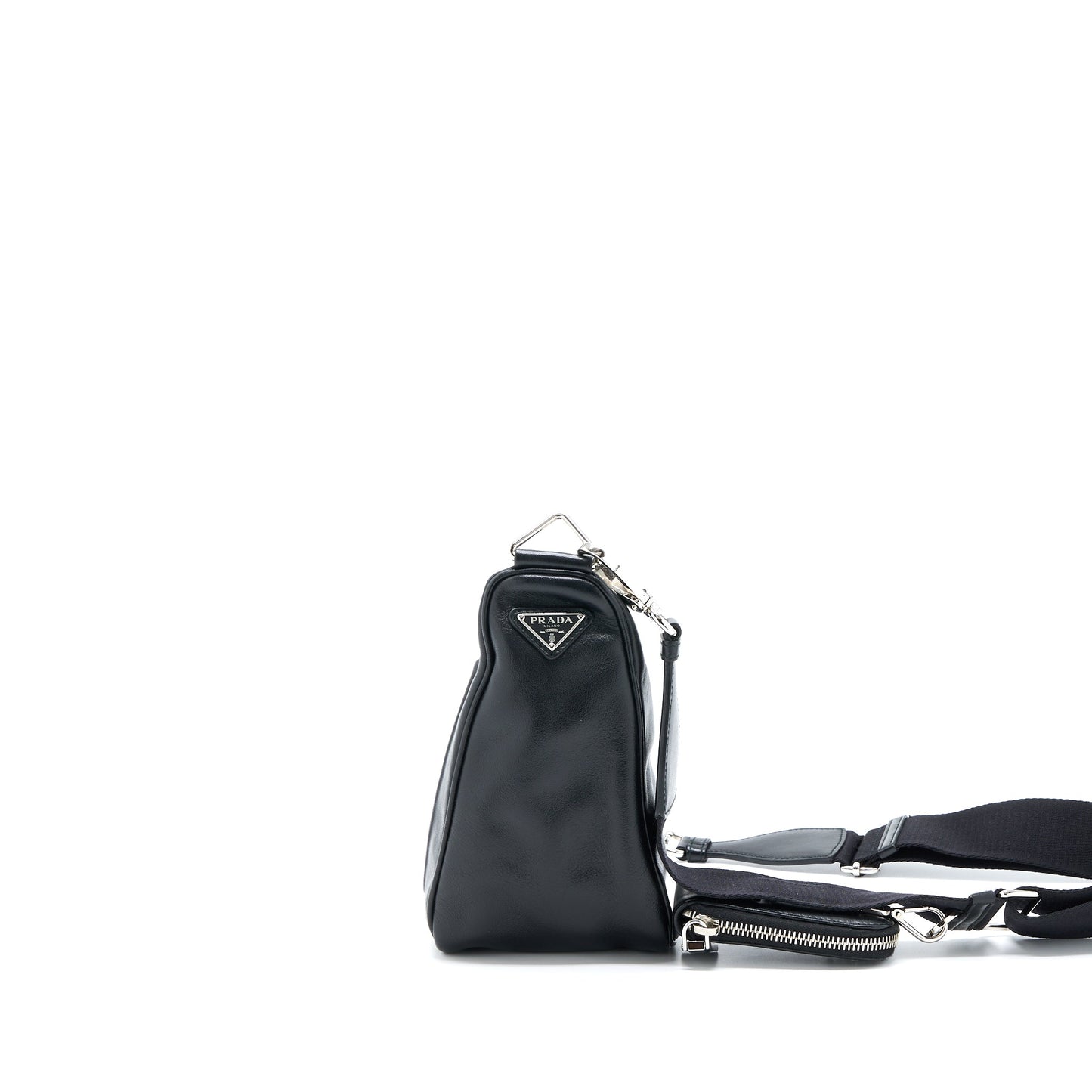 Prada Triangle Leather Mini Purse Black