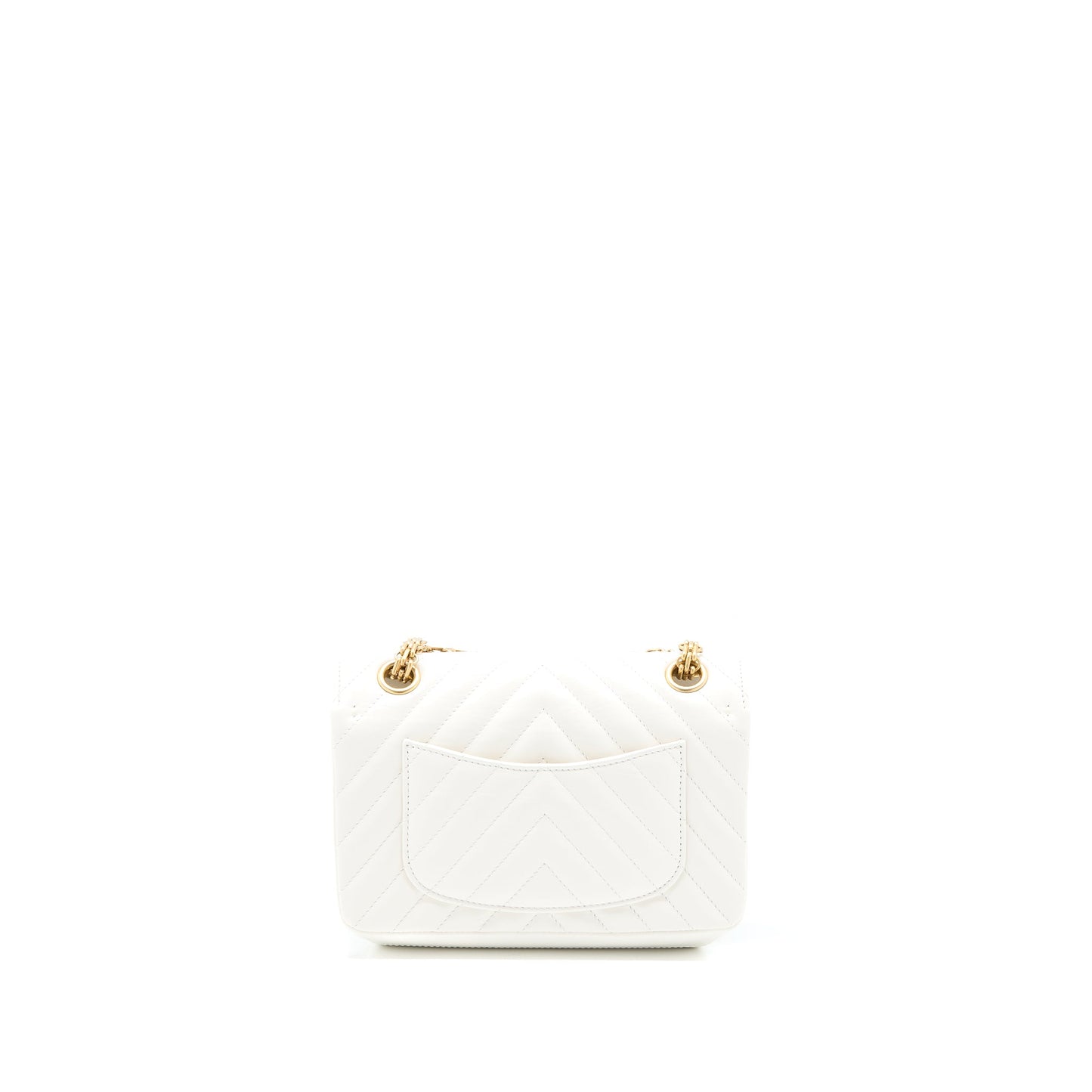 Chanel Mini 2.55 Reissue Chevron Flap Bag Aged Calfskin White Brushed GHW (Microchip)