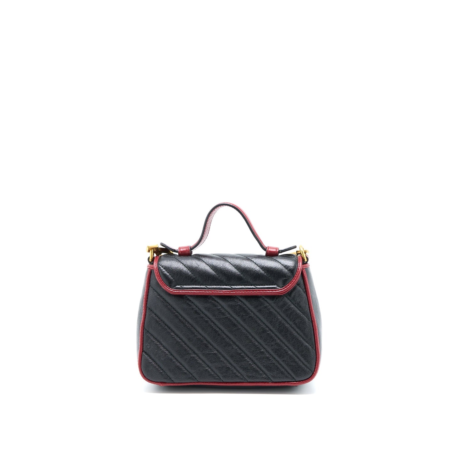 Gucci Marmont Mini Top Handle Purse Calfskin Black/Red