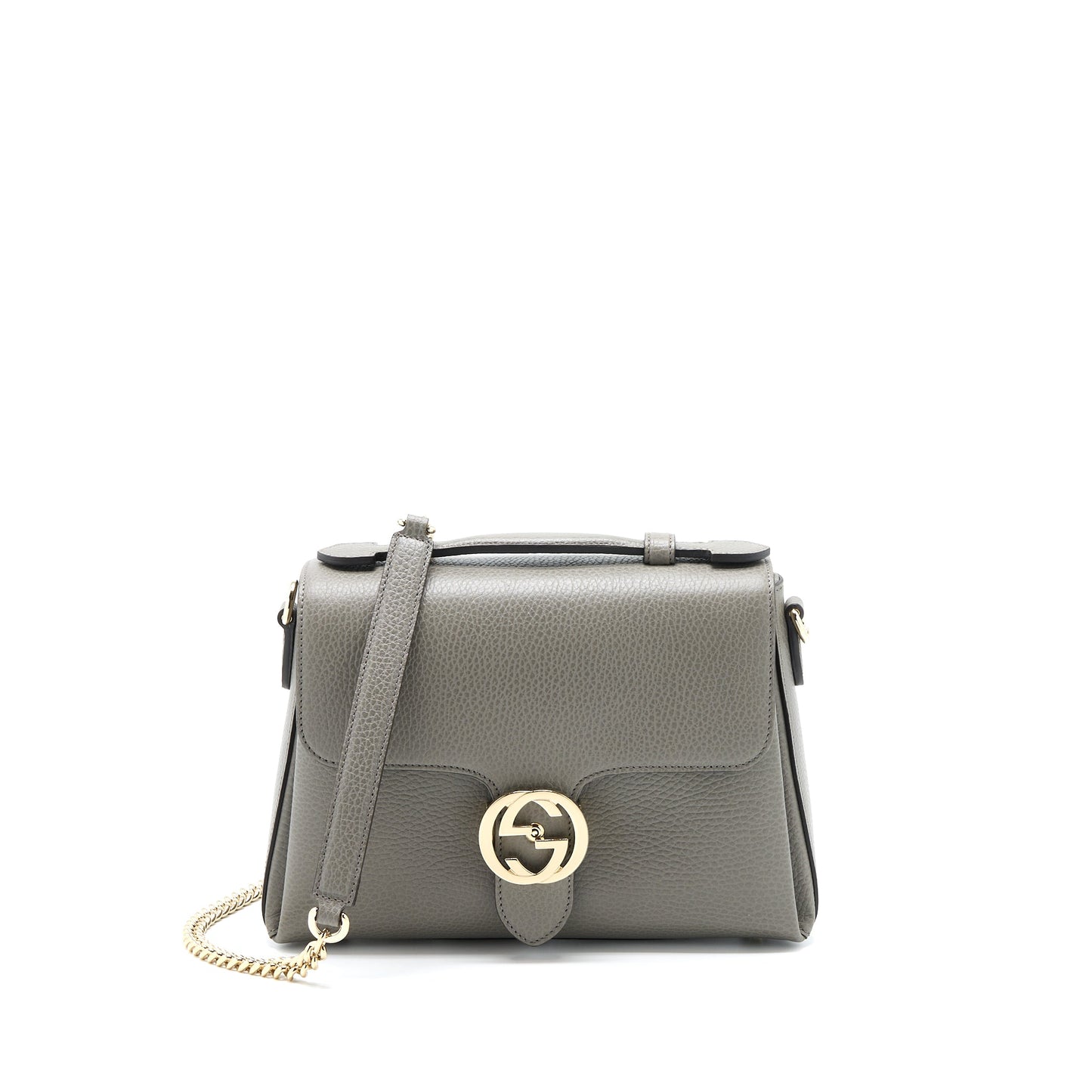 Gucci Top Handle Purse Caflskin Grey
