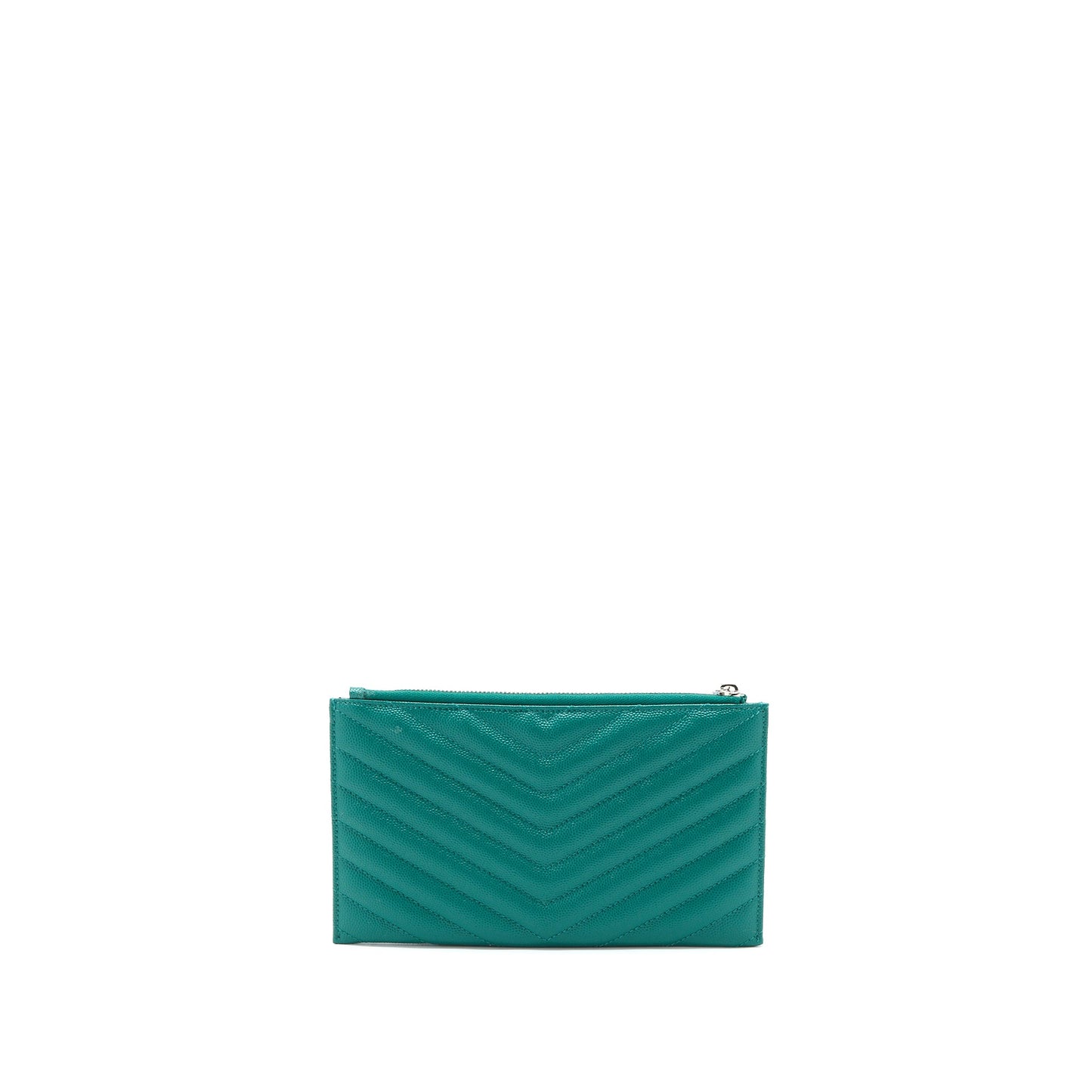 Saint Laurent Cassandra Matelasse Zipped Pouch Grained Calfskin Green