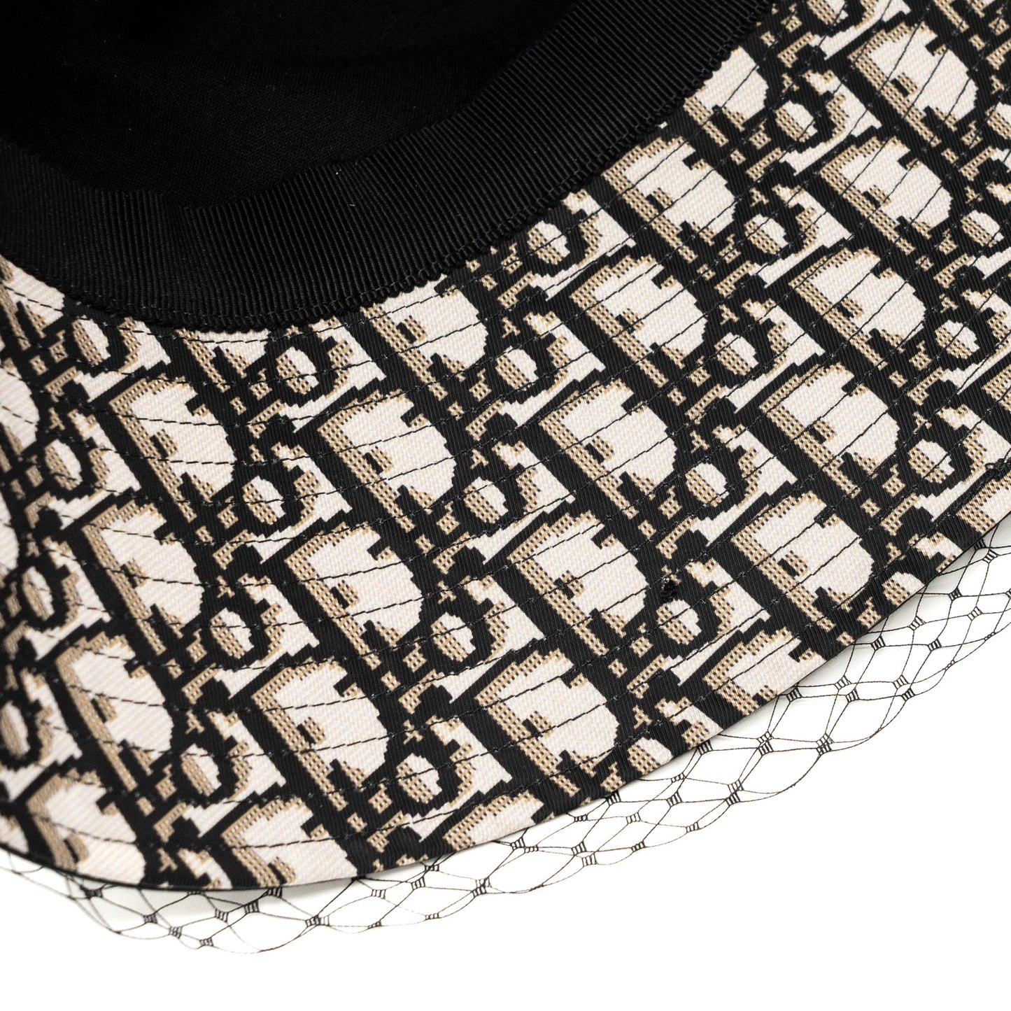 Dior Size 58 Teddy-D Large Brim Hat With Veil Cotton Black
