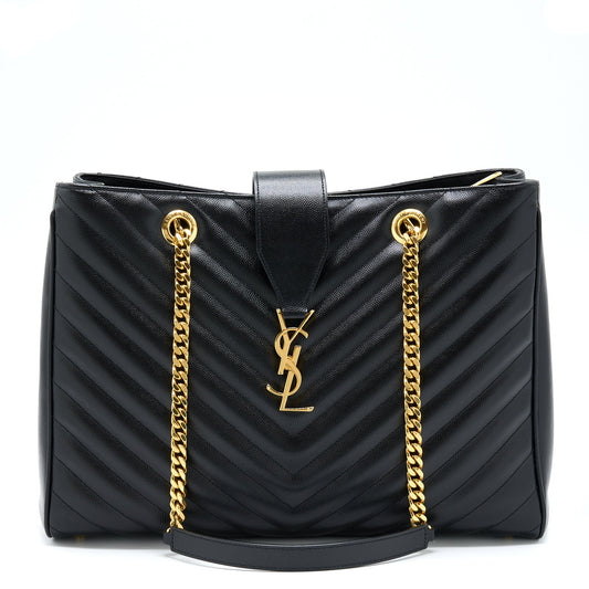 Saint Laurent/ Chevron Tote Purse Black