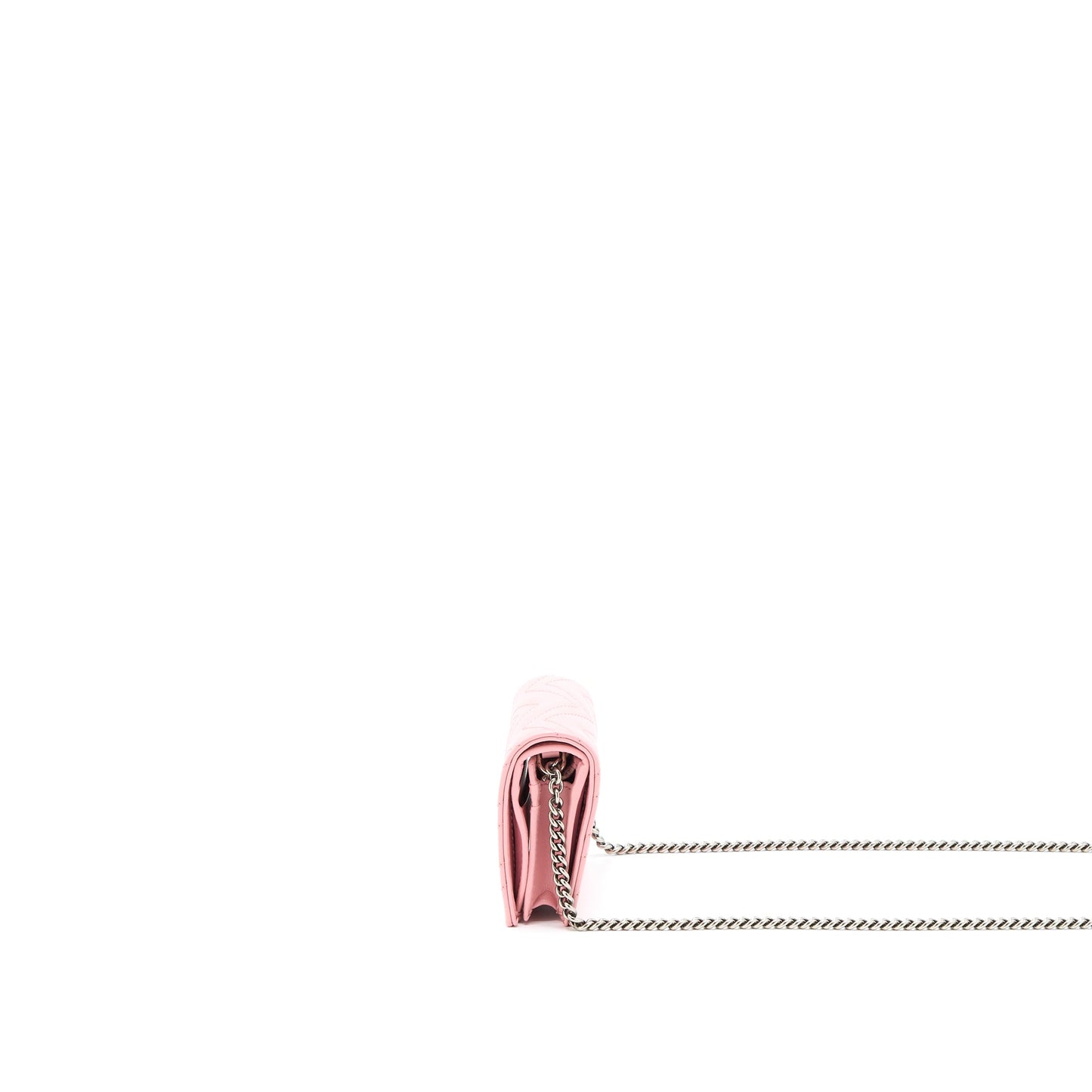 Gucci Marmont Card Holder with Chain Calfskin Pink