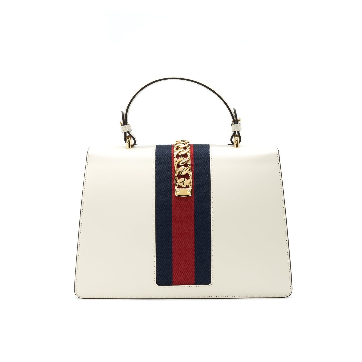 Gucci Sylvie Top Handle Embroidered Medium Tote Purse White