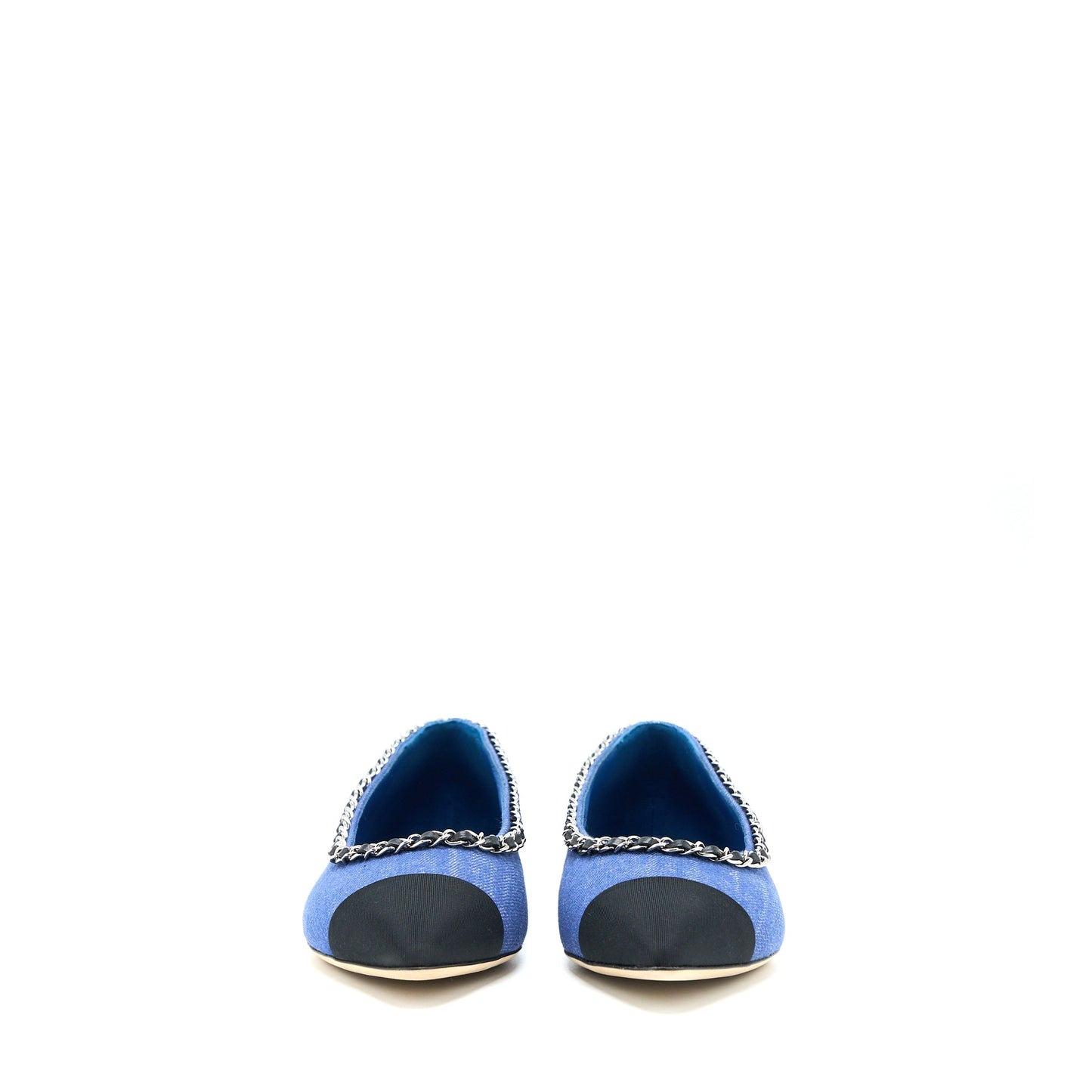 Chanel Size 39 Flat Shoes Denim Blue/Black SHW