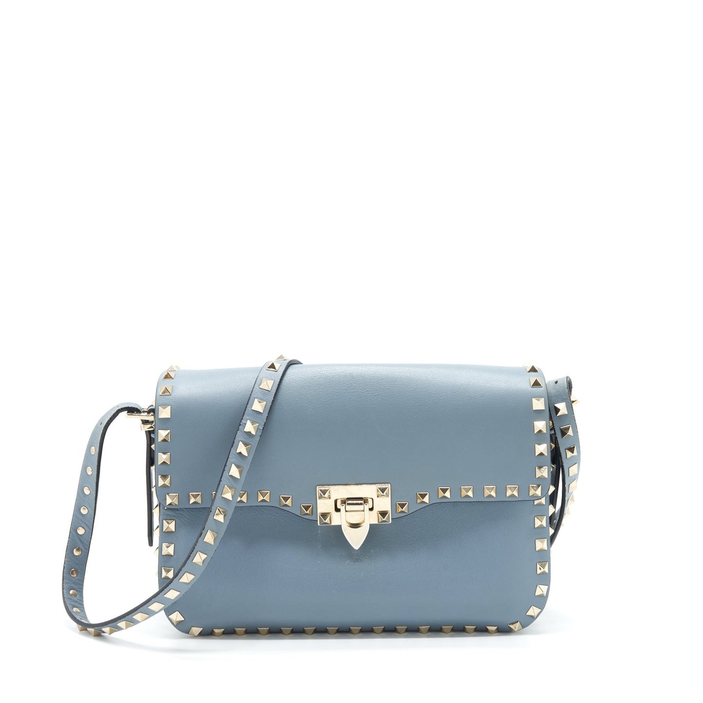 Valentino Rockstud Flap Crossbody Purse Light Blue