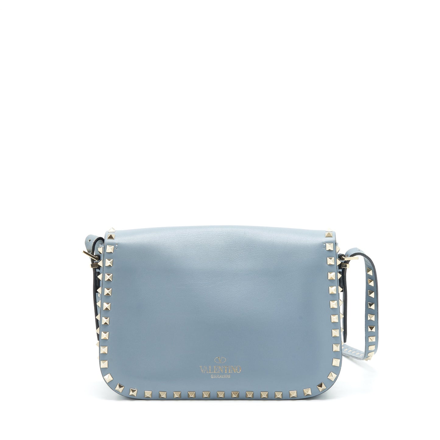 Valentino Rockstud Flap Crossbody Purse Light Blue
