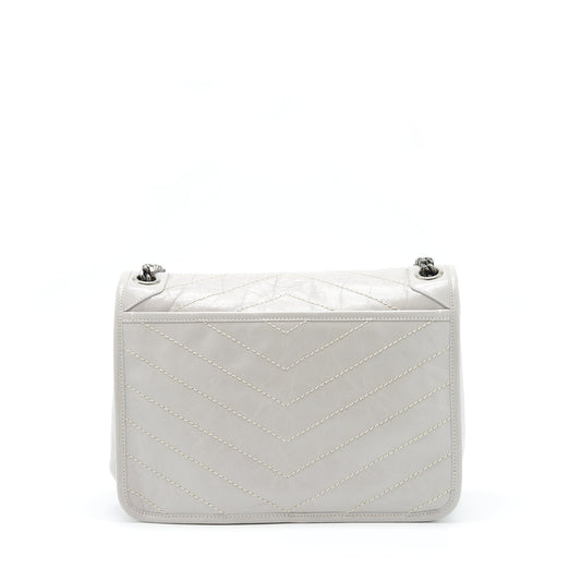 Saint Laurent Medium Niki Purse Calfskin Light Grey With Ruthenium Hardware